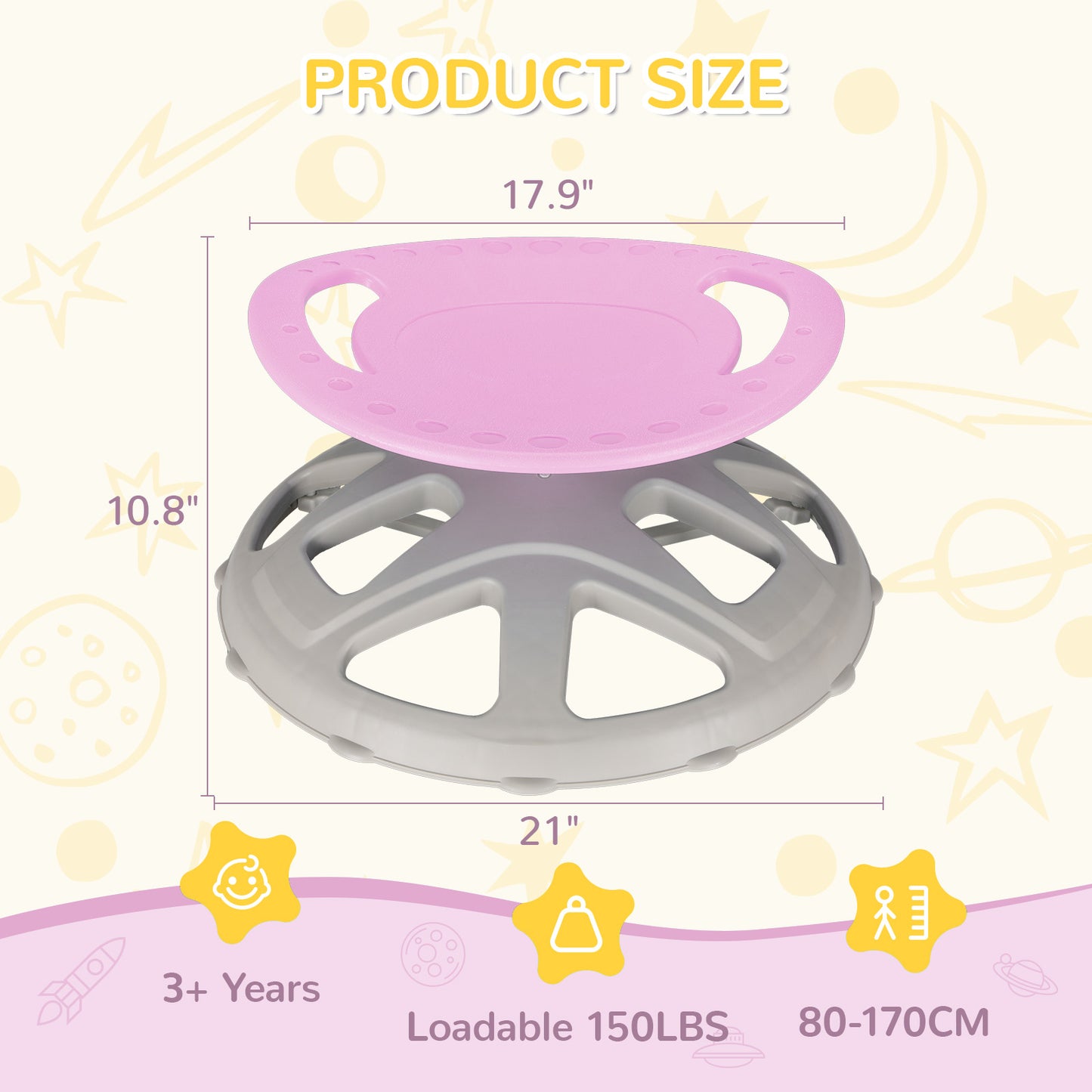 LAZY BUDDY Sensory Spinning Chair, Kids Swivel Chair with Safety Handles & Non-Slip Base, Sensory Toy for Toddler with Autism & ADHD