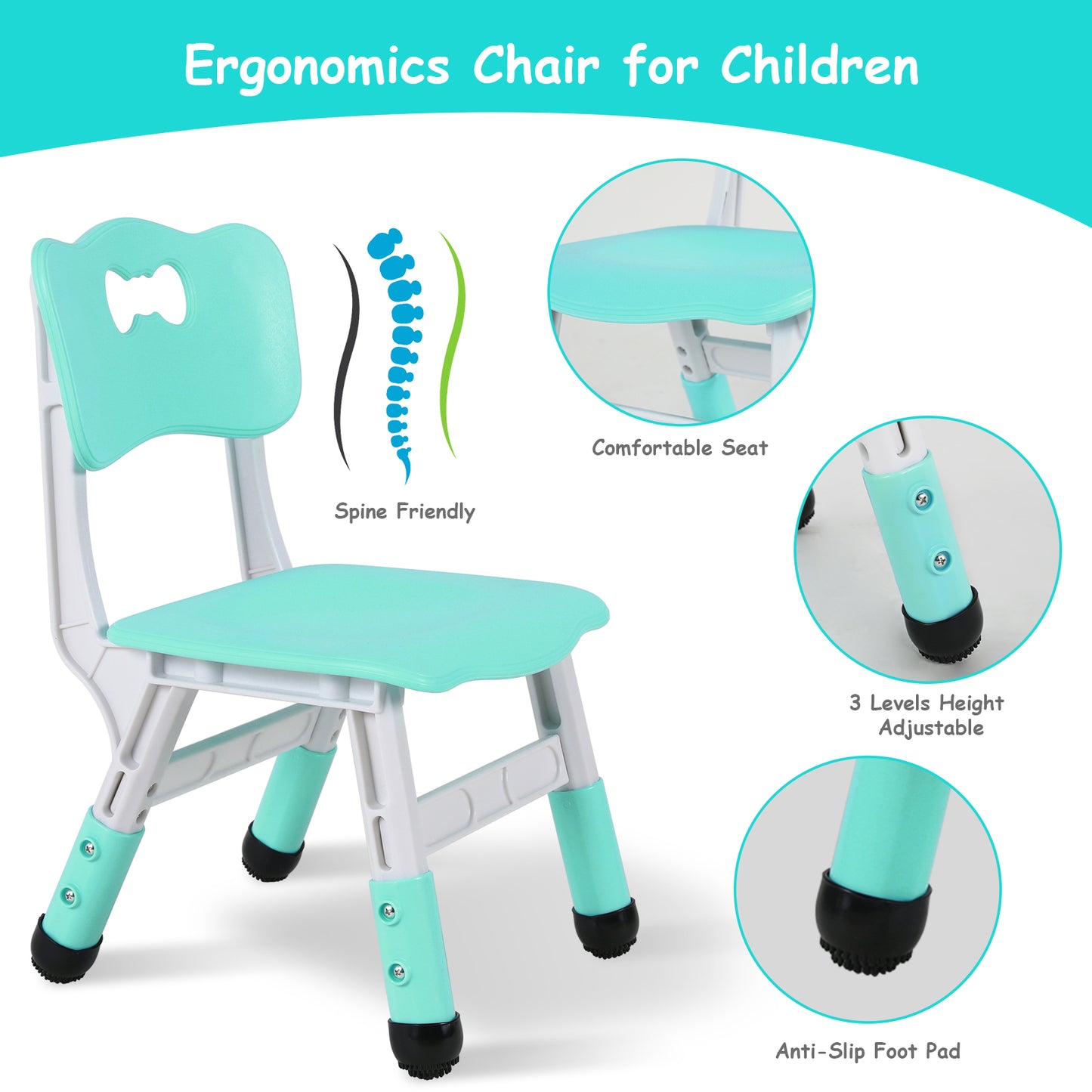 LAZY BUDDY Kids Table and 4 Chairs Set, Height Adjustable Toddler Table and Chair Set for Ages 2-10, Arts & Crafts Table for Classrooms/Daycares/Homes