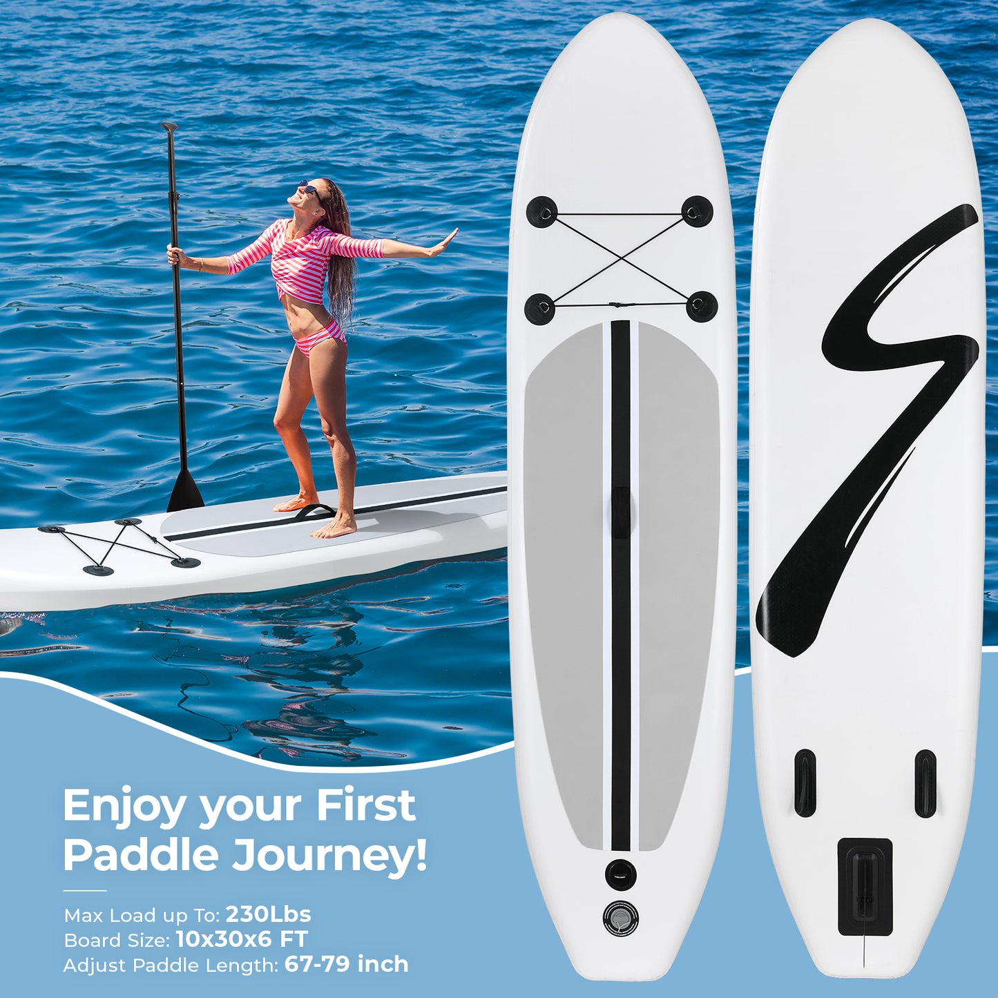 streakboard Inflatable Stand Up Paddle Board, 10’6’’ Inflatable Paddle Boards with Full SUP Paddle Board Accessories & Carry Bag, , Non-Slip Comfort Deck for Youth & Adults