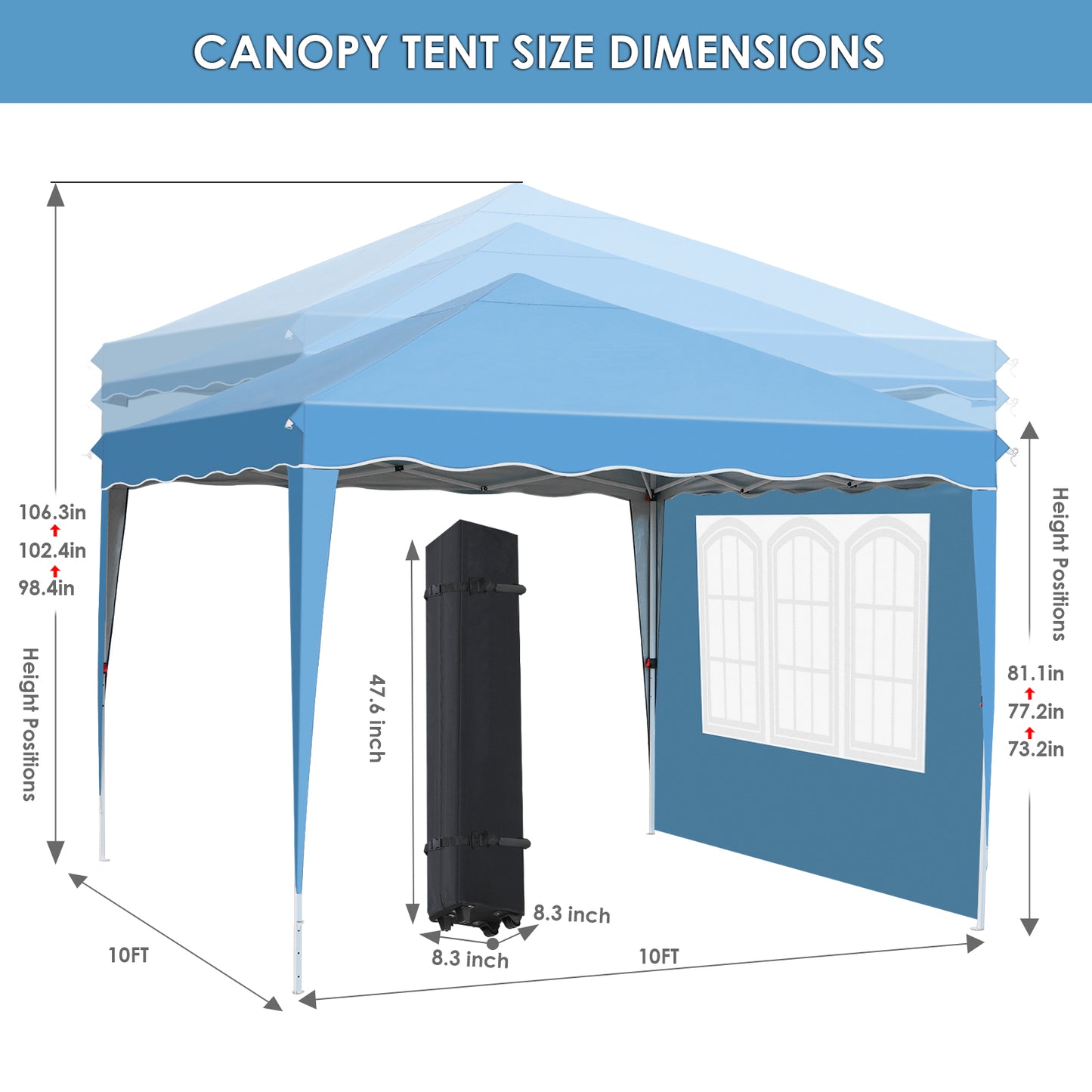 LAZY BUDDY 10'x10' Ez Pop Up Canopy Tent Wedding Party Instant Gazebo Tent Outdoor Shelter with 4 Sidewalls