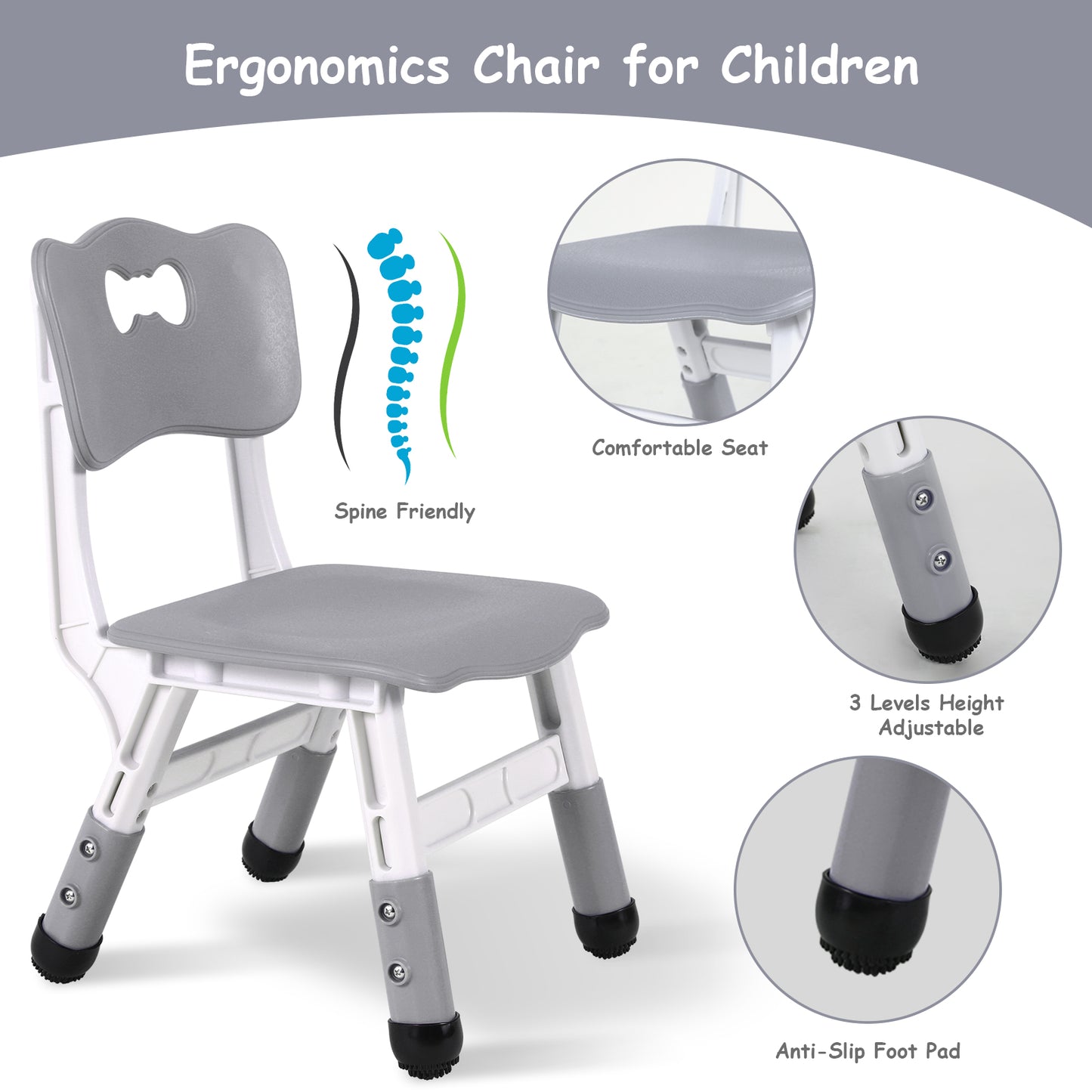 LAZY BUDDY Kids Table and 4 Chairs Set, Height Adjustable Toddler Table and Chair Set for Ages 2-10, Arts & Crafts Table for Classrooms/Daycares/Homes