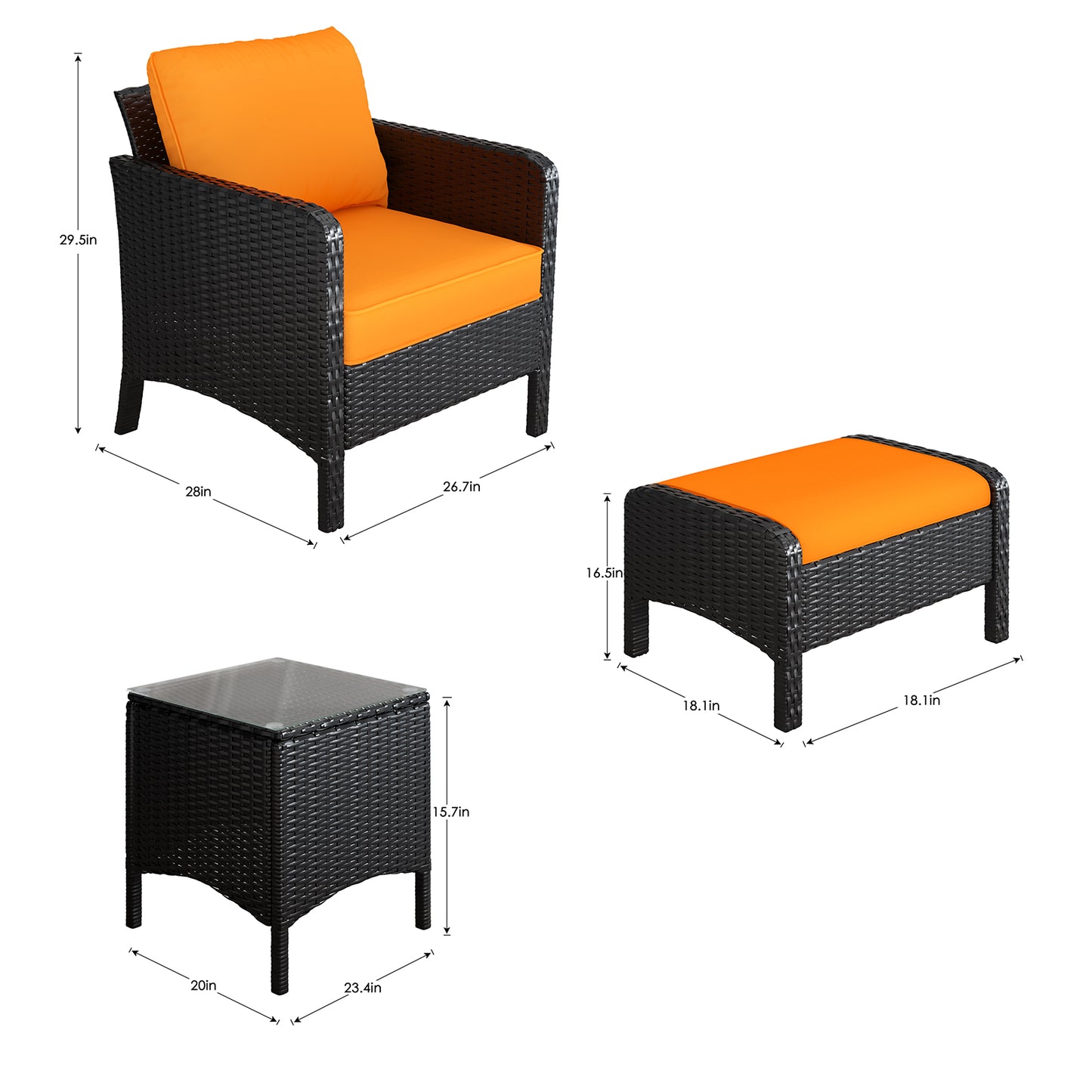 GARTIO 5 Pieces Patio Conversation Furniture Set, Outdoor PE Wicker Rattan Chairs with Ottomans and Side Table