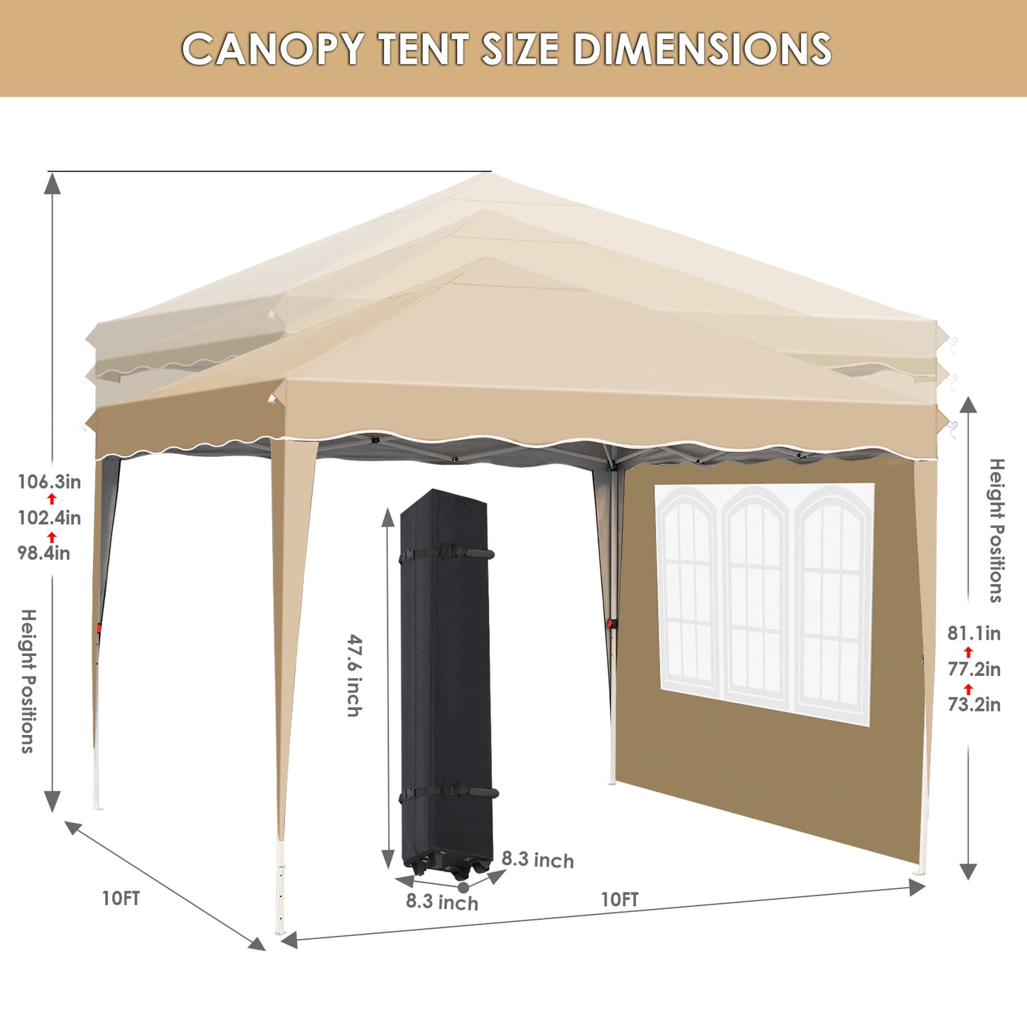 GARTIO Pop up Canopy Tent, 10' x 10' Pop up Gazebo Outdoor Instant Shelter Folding Canopy Tent with Wheeled Bag