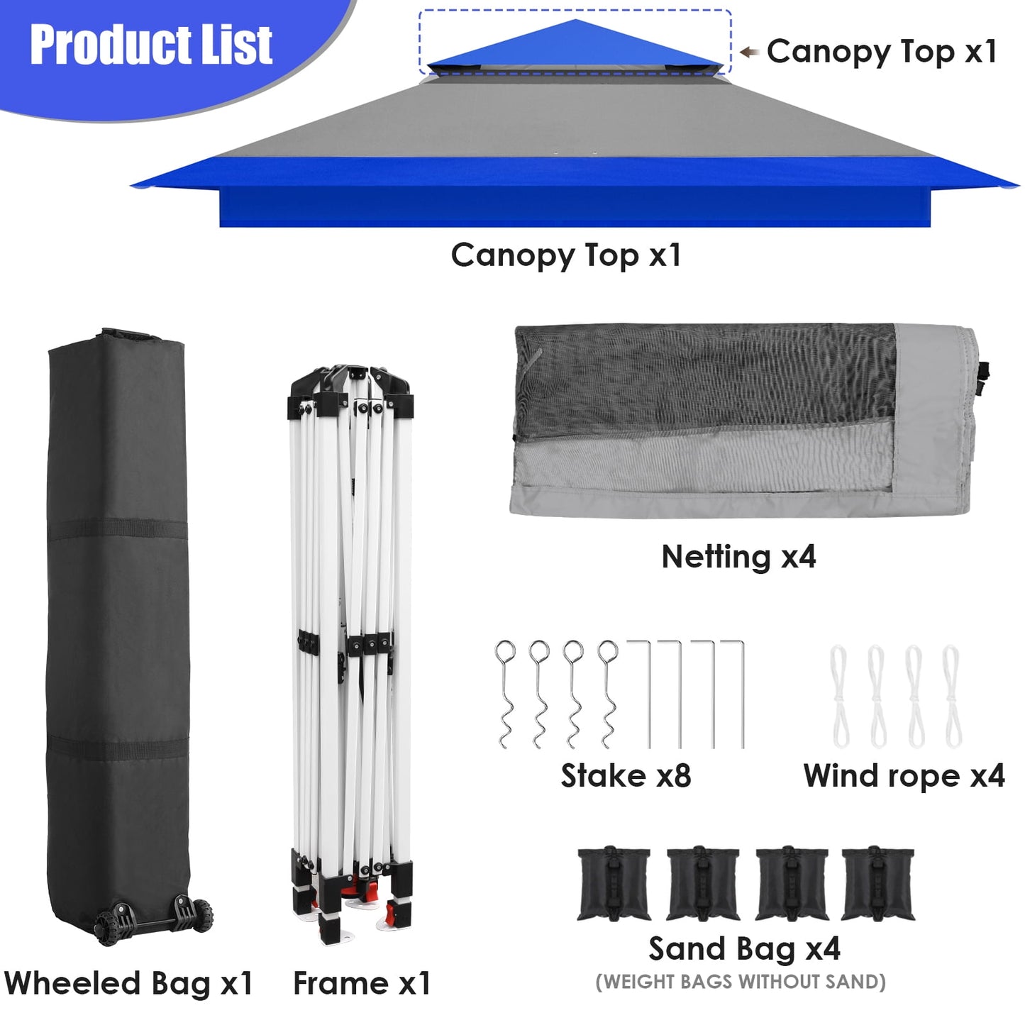 LAZY BUDDY 13ft Pop Up Gazebo, Outdoor Instant Canopy Tent w/4 Netting Sidewall & Auto Extending Eave, Patio Gazebos Shelter w/Mesh Wall, Center Lock, Wheeled Bag for Garden, Yard
