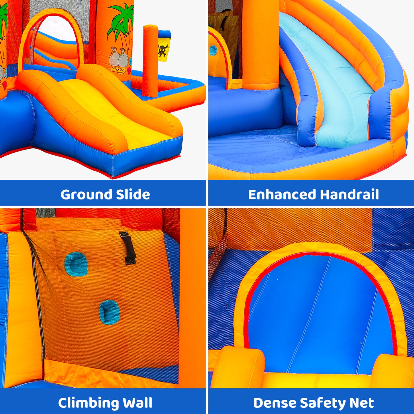 LAZY BUDDY Inflatable Bounce House with Blower, Outdoor Yard Water Slide Bounce House with Splash Pool & Jumping Area for Kids 3-12 Years