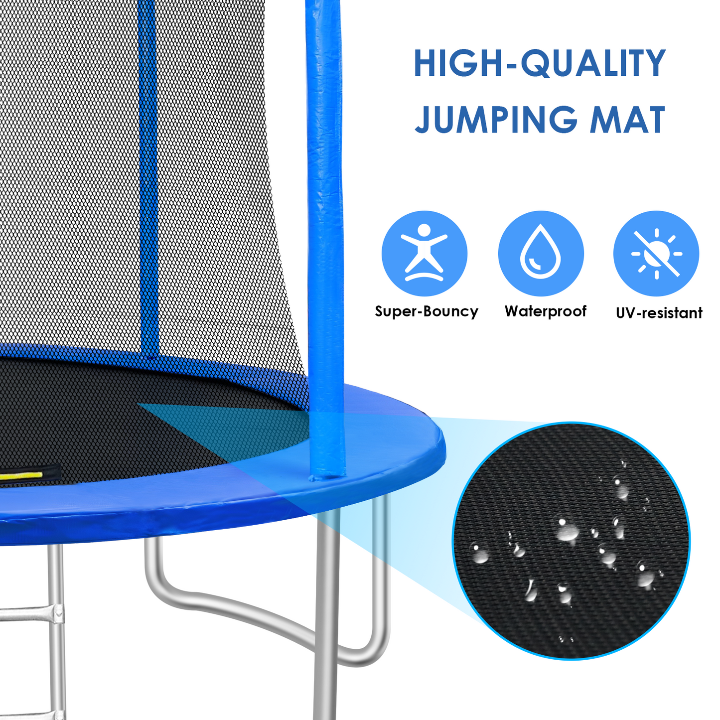 LAZY BUDDY 12FT Round Trampoline for Kids with Safety Enclosure Net & Ladder, Outdoor Trampoline Rebounder 330lbs Capacity