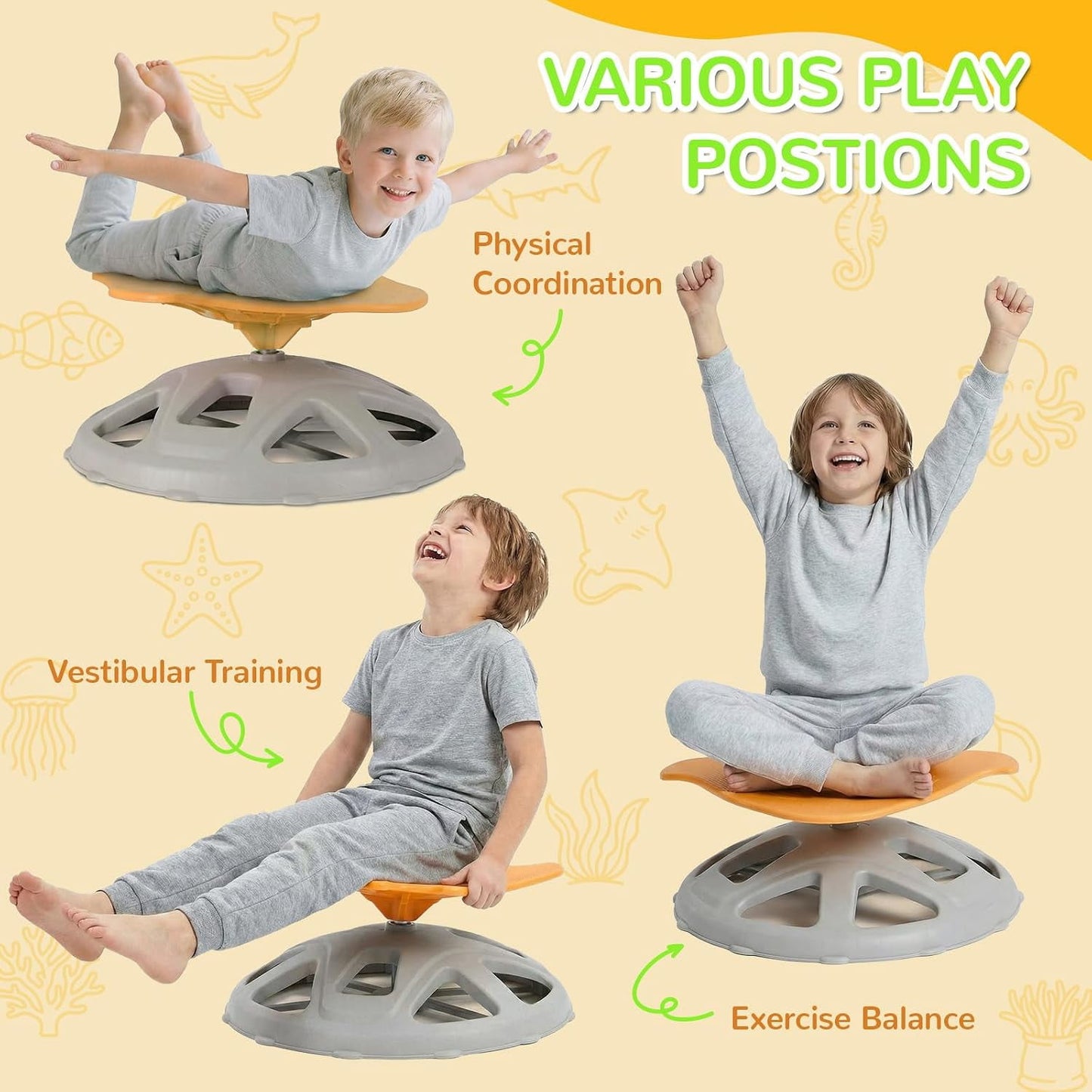 LAZY BUDDY Spinning Chair for Autistic Kids, Sit and Spin Sensory Toys Gifts for Kids with Autism & ADHD, Training Body Coordination