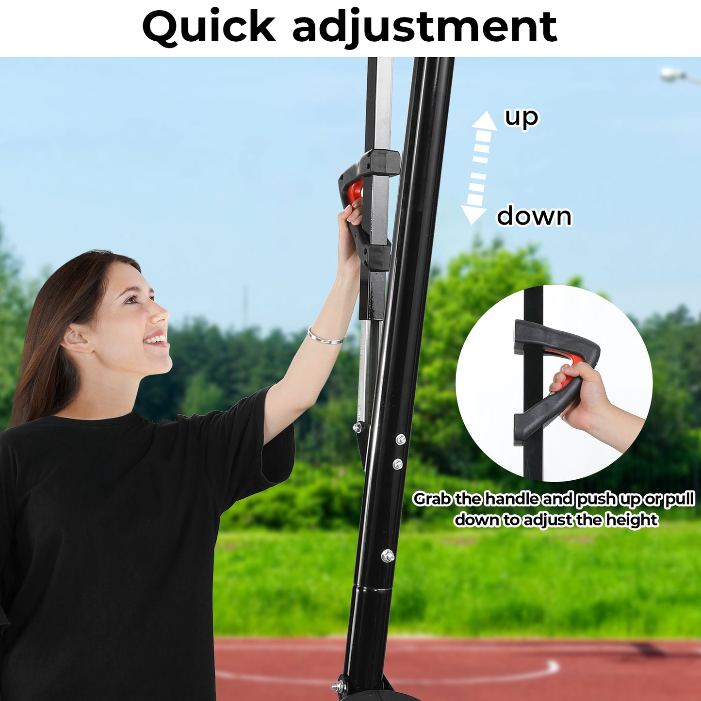 LAZY BUDDY 44" Portable Basketball Hoop Goal Basketball Hoop System Height Adjustable 8-10 FT In/Outdoor PE Backboard Material