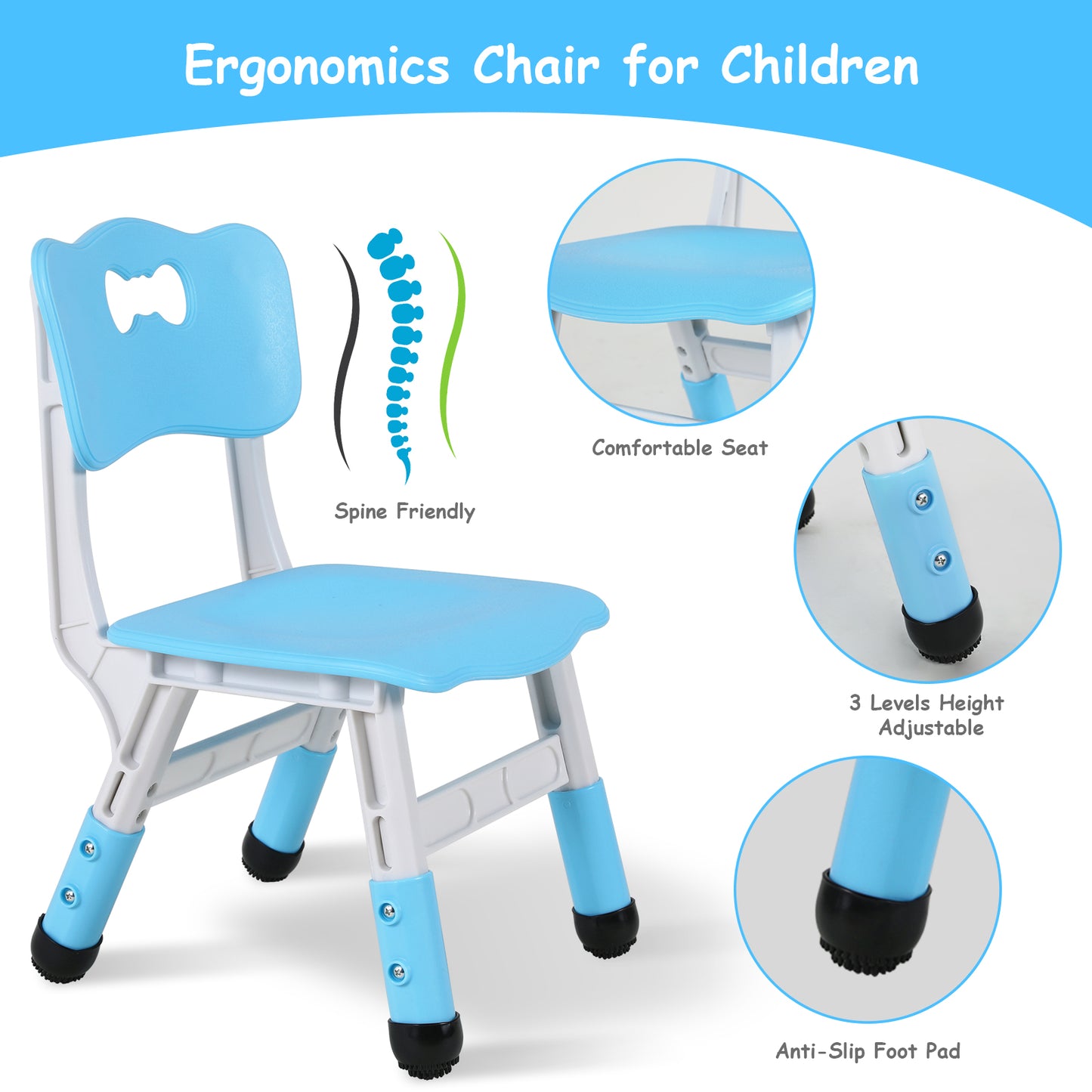 LAZY BUDDY Kids Table and 4 Chairs Set, Height Adjustable Toddler Table and Chair Set for Ages 2-10, Arts & Crafts Table for Classrooms/Daycares/Homes