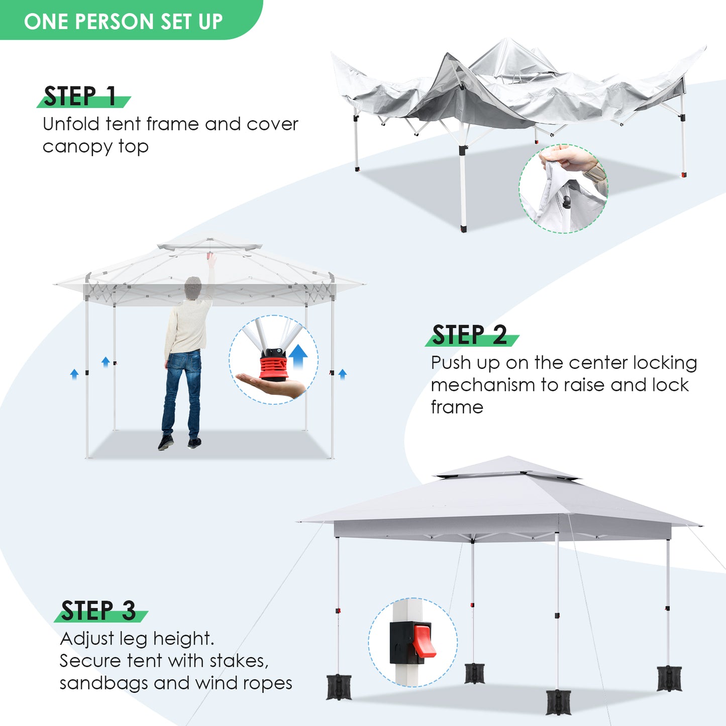 LAZY BUDDY Easy Set-up 12' x 12' Pop up Canopy Tent Heavy Duty Outdoor Camping Party Gazebo Tent Instant Canopy Shelter with Top Ventilation