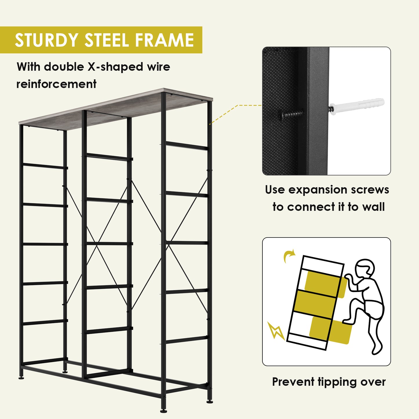 LAZY BUDDY Dresser for Bedroom, 12-drawer Fabric Dresser with Steel Frame & Wooden Top