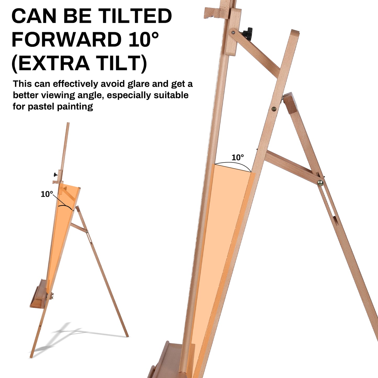 LAZY BUDDY 63"-89" Art Easel Stand, Beechwood Tripod with Brush Holder, Adjustable Height Holds Highest to 48" Canvas for Artists, Beginners, Students