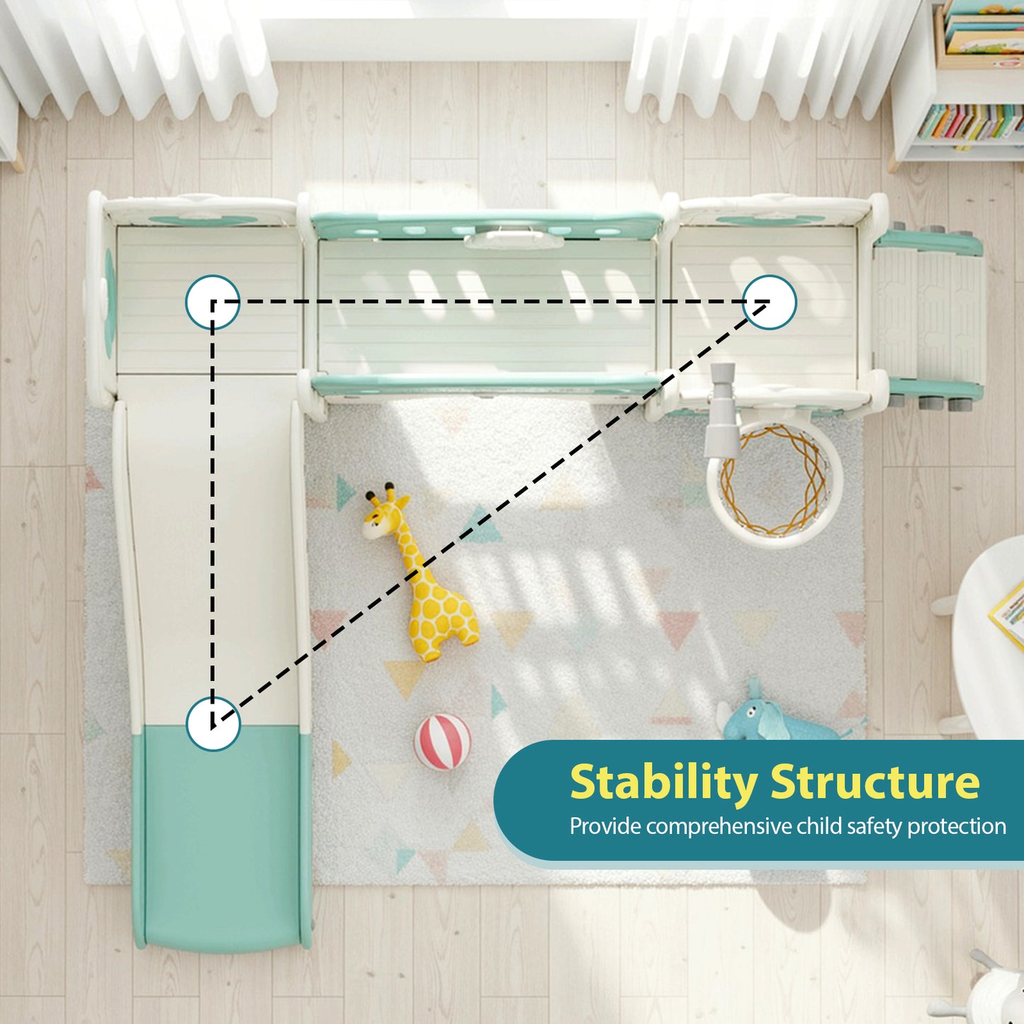 LAZY BUDDY 10 in 1 Toddler Slide, Freestanding Kids Slide and Climber Playset Indoor Outdoor Slide with Basketball Hoop, Telescope and Storage Space