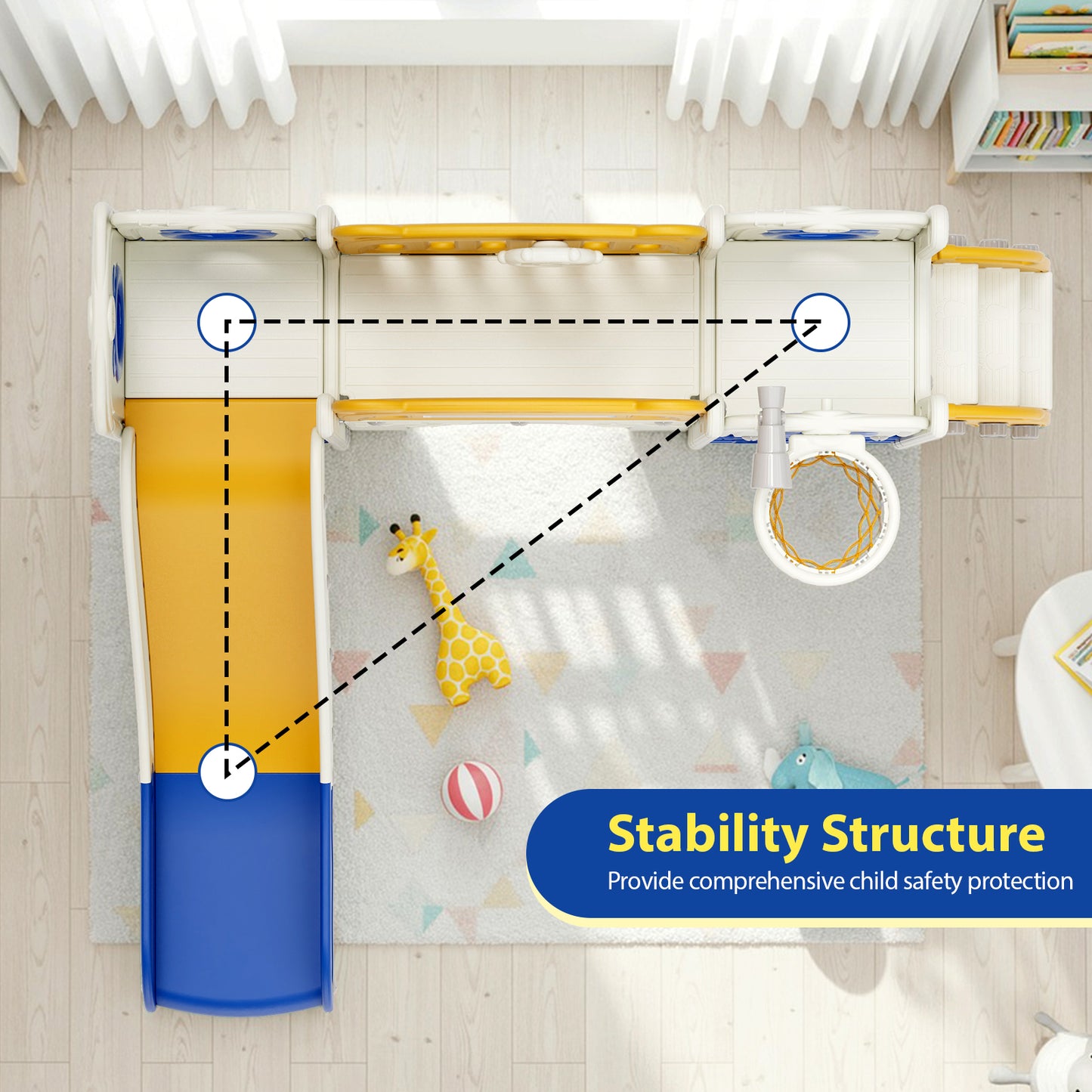 LAZY BUDDY 10 in 1 Toddler Slide, Freestanding Kids Slide and Climber Playset Indoor Outdoor Slide with Basketball Hoop, Telescope and Storage Space