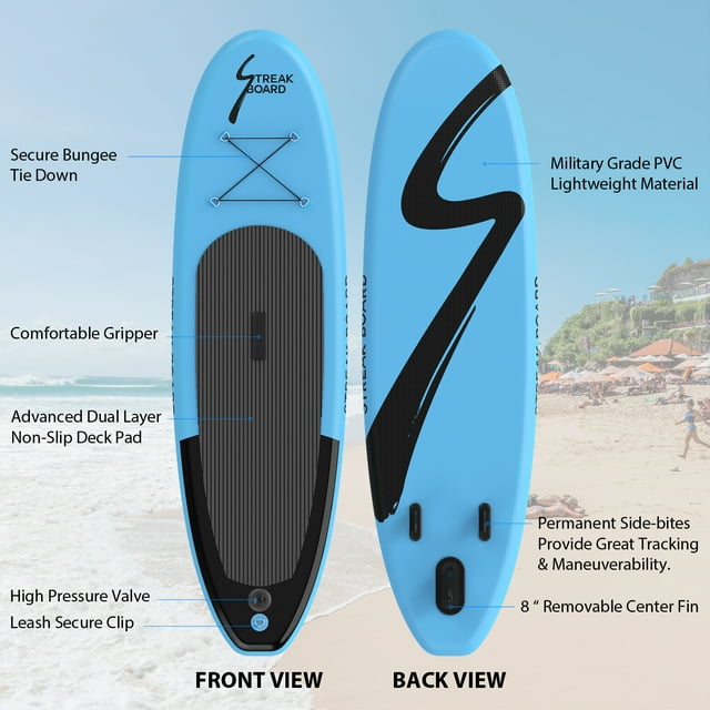 10FT Inflatable Stand Up Paddle Board Non-Slip Deck with Backpack, Leash, Paddle, Hand Pump & Repair Kit