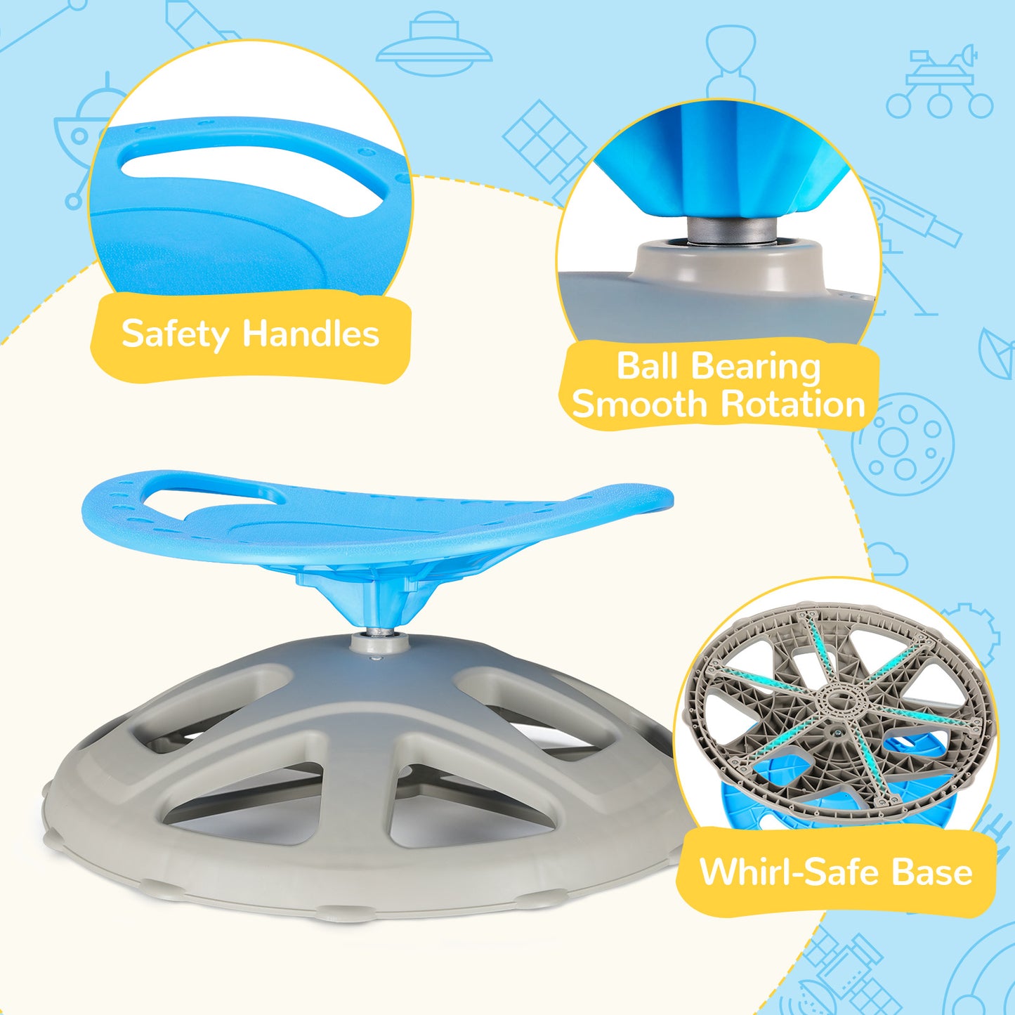 LAZY BUDDY Sensory Spinning Chair, Kids Swivel Chair with Safety Handles & Non-Slip Base, Sensory Toy for Toddler with Autism & ADHD