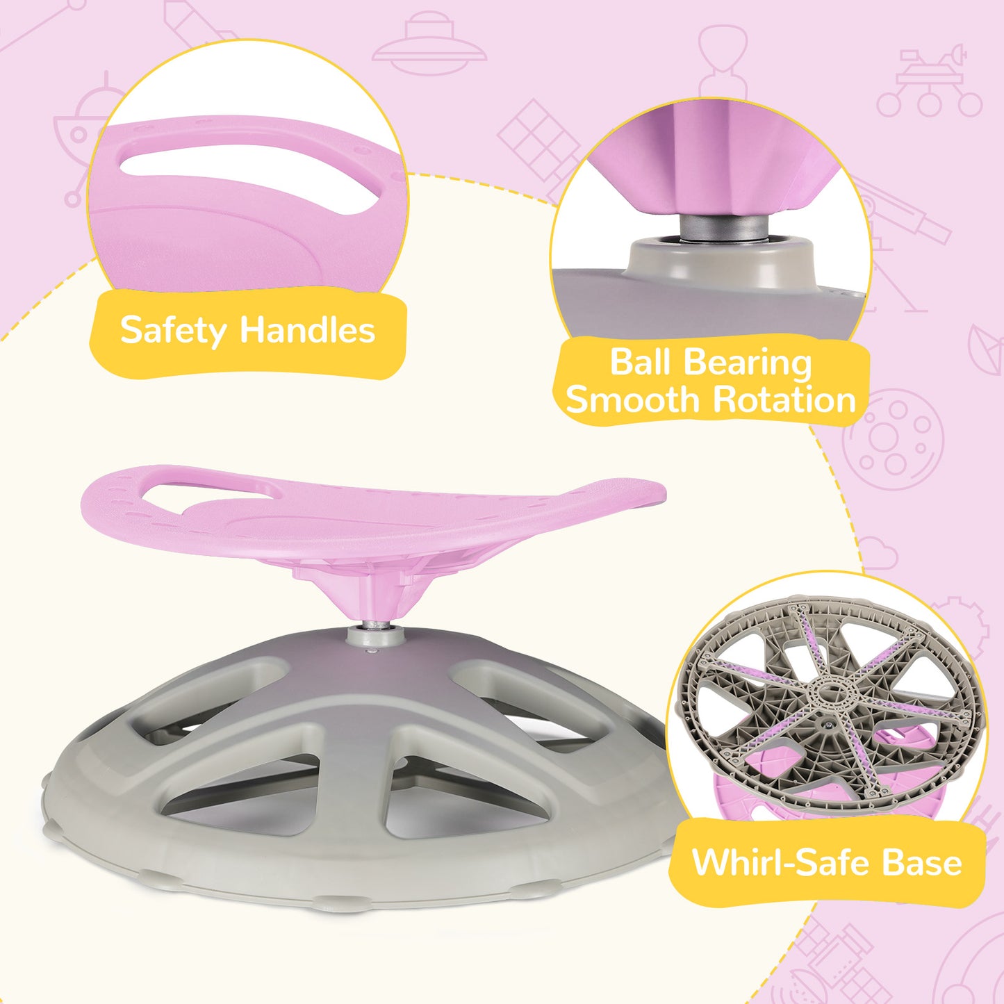 LAZY BUDDY Sensory Spinning Chair, Kids Swivel Chair with Safety Handles & Non-Slip Base, Sensory Toy for Toddler with Autism & ADHD