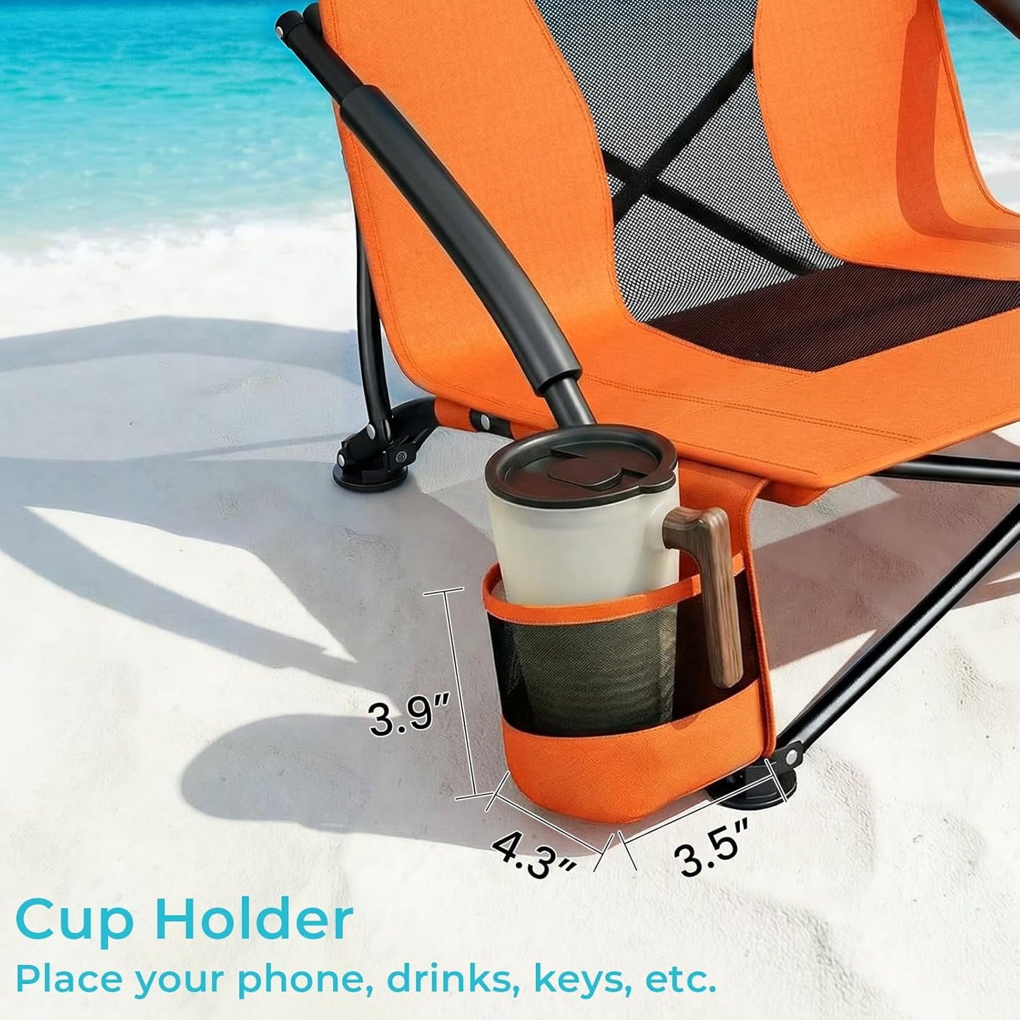 LAZY BUDDY High Back Beach Chair Set of 2, Portable Folding Low Seat Chair for Camping, Beach, Outdoor Concert, 350lbs