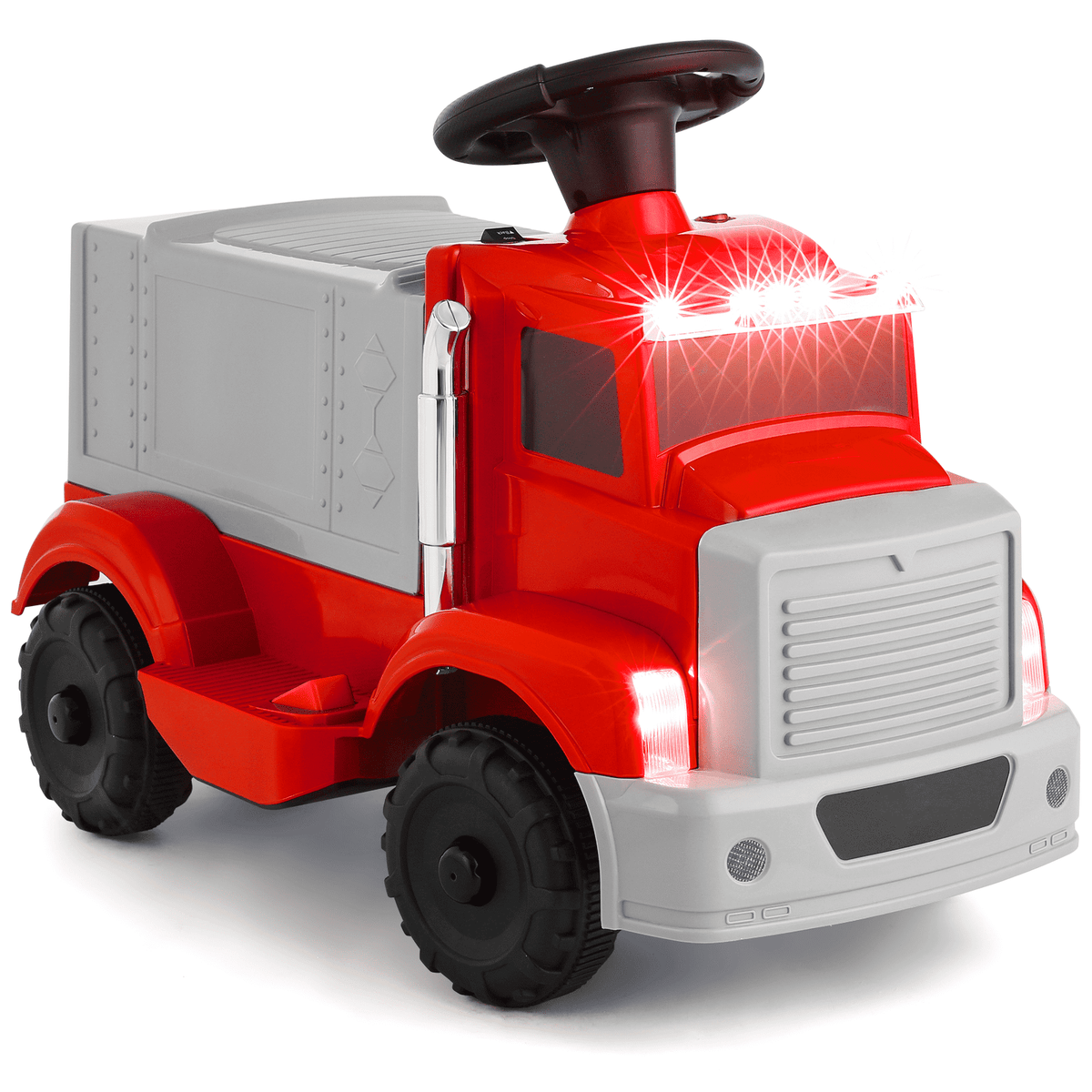 LAZY BUDDY 6V Kids Ride-on Truck, Battery Powered Electric Ride on Toy Car with Dual-Door Storage, LED Lights