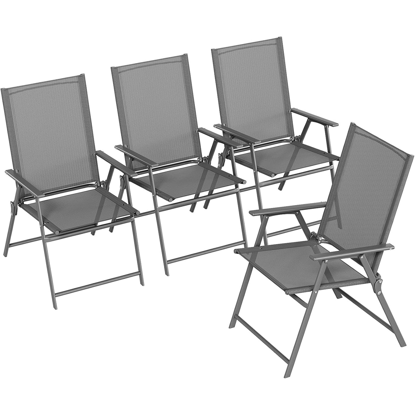 LAZY BUDDY Outdoor Patio Folding Dining Chairs Set of 2/4, with Armrests, Breathable Textilene & Steel Frame, for Lawn, Garden, Yard, Camping