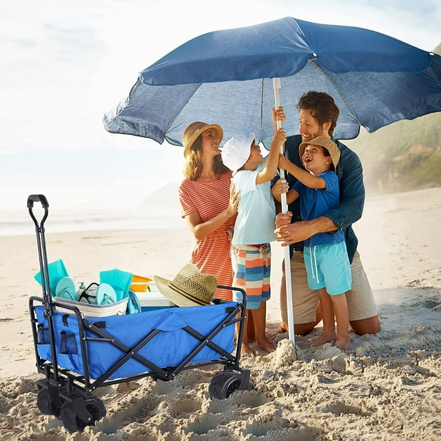 LAZY BUDDY Heavy Duty Beach Cart Collapsible Utility Wagon Garden Cart All Terrain Wheels