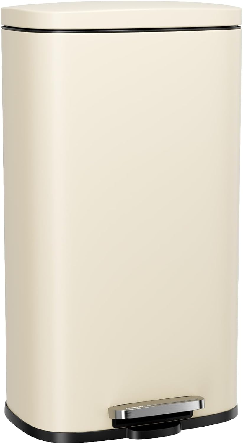 LAZY BUDDY 13.2 gal Kitchen Step-on Trash Can, Stainless Steel Garbage Can with Lid, Rectangular Rubbish Bin with Removable Plastic Inner Bucket - 5 Options