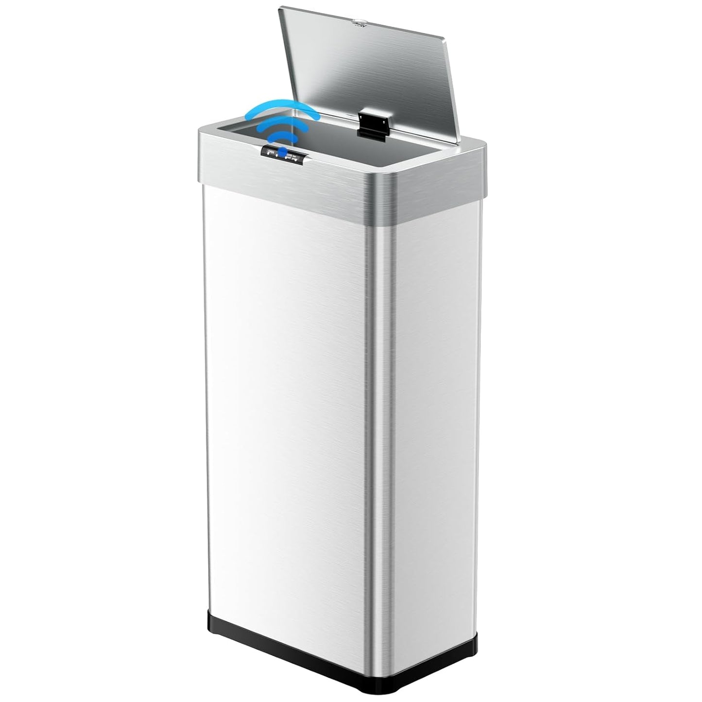 LAZY BUDDY 13.2 Gallon Motion Sensor Trash Can, Touchless Automatic Garbage Can, Brushed Stainless Steel, with Soft Close Lid, for Kitchen, Office, RV, Bedroom, Living Room