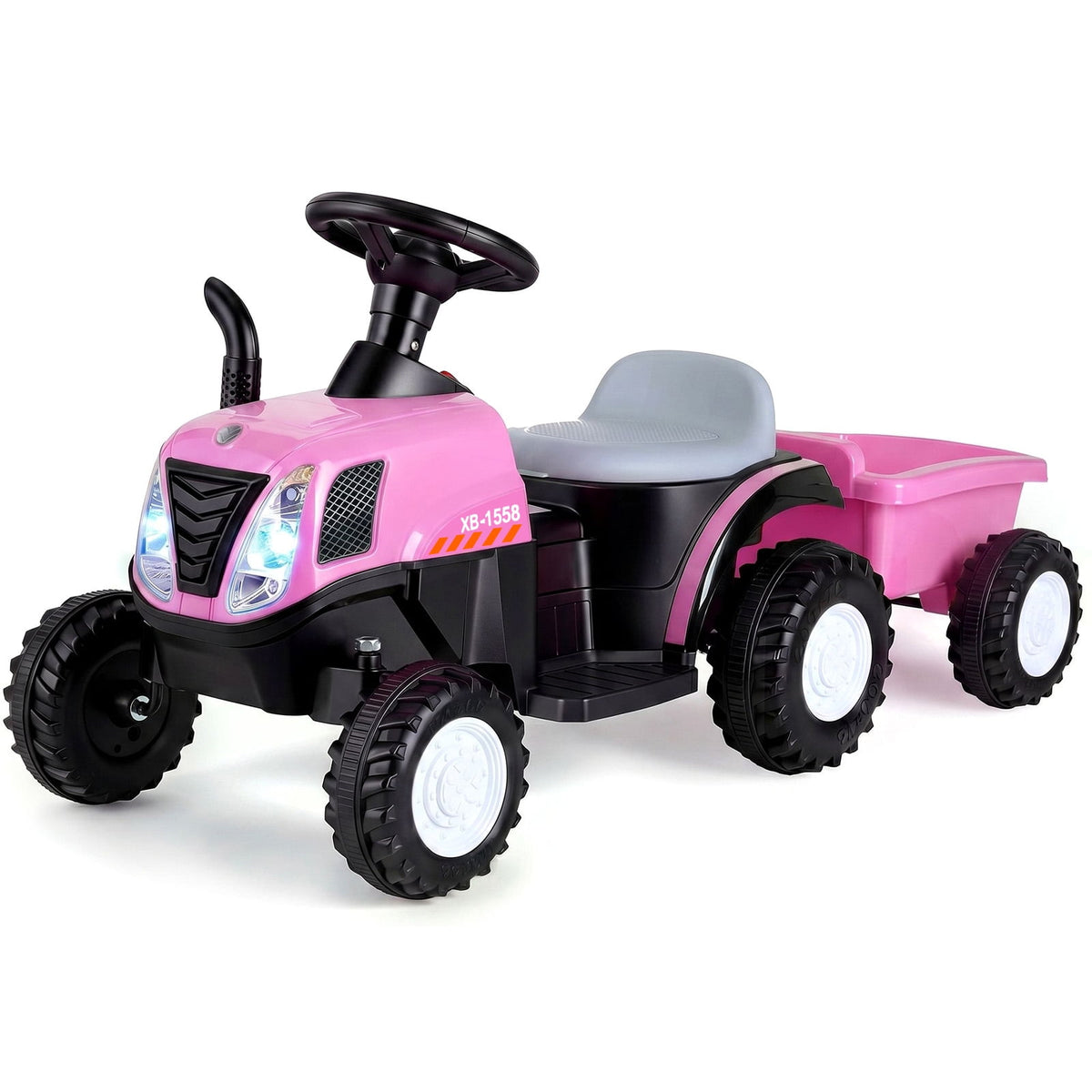 LAZY BUDDY 6V Kids Ride on Tractor with Trailer, Electric Ride on Toy for Children 3+. 55lbs
