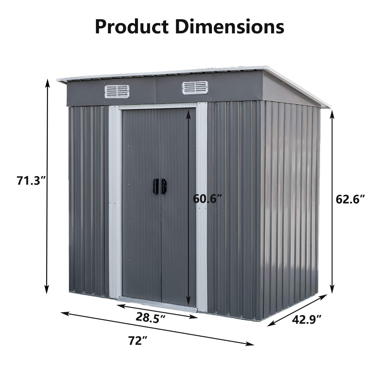 LAZY BUDDY Alloy Steel Storage Shed Lockable Outdoor Garden Tools Storage Organizer - 3.5 x 6 FT