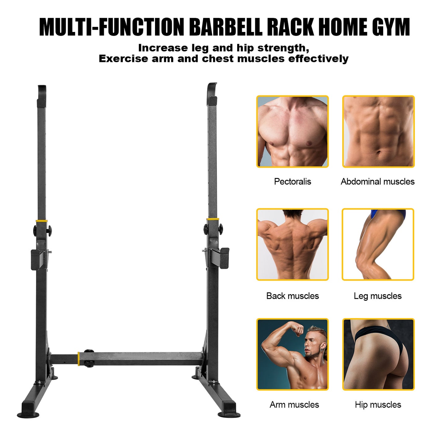 GARTIO Adjustable Squat Weight Rack Bench Press Weight Lifting Barbell Rack Stand Home Gym Fitness 570 LBS