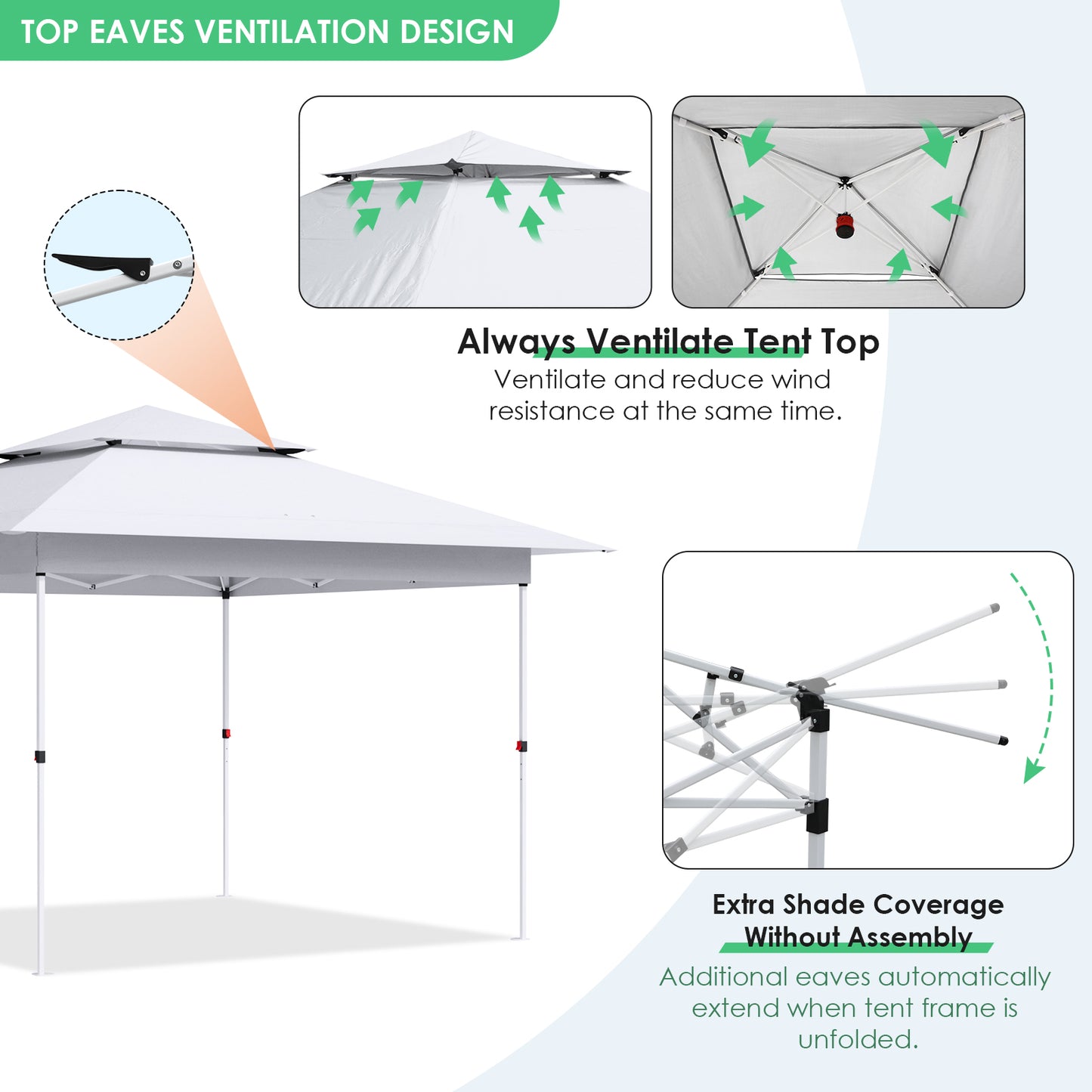 LAZY BUDDY Easy Set-up 12' x 12' Pop up Canopy Tent Heavy Duty Outdoor Camping Party Gazebo Tent Instant Canopy Shelter with Top Ventilation