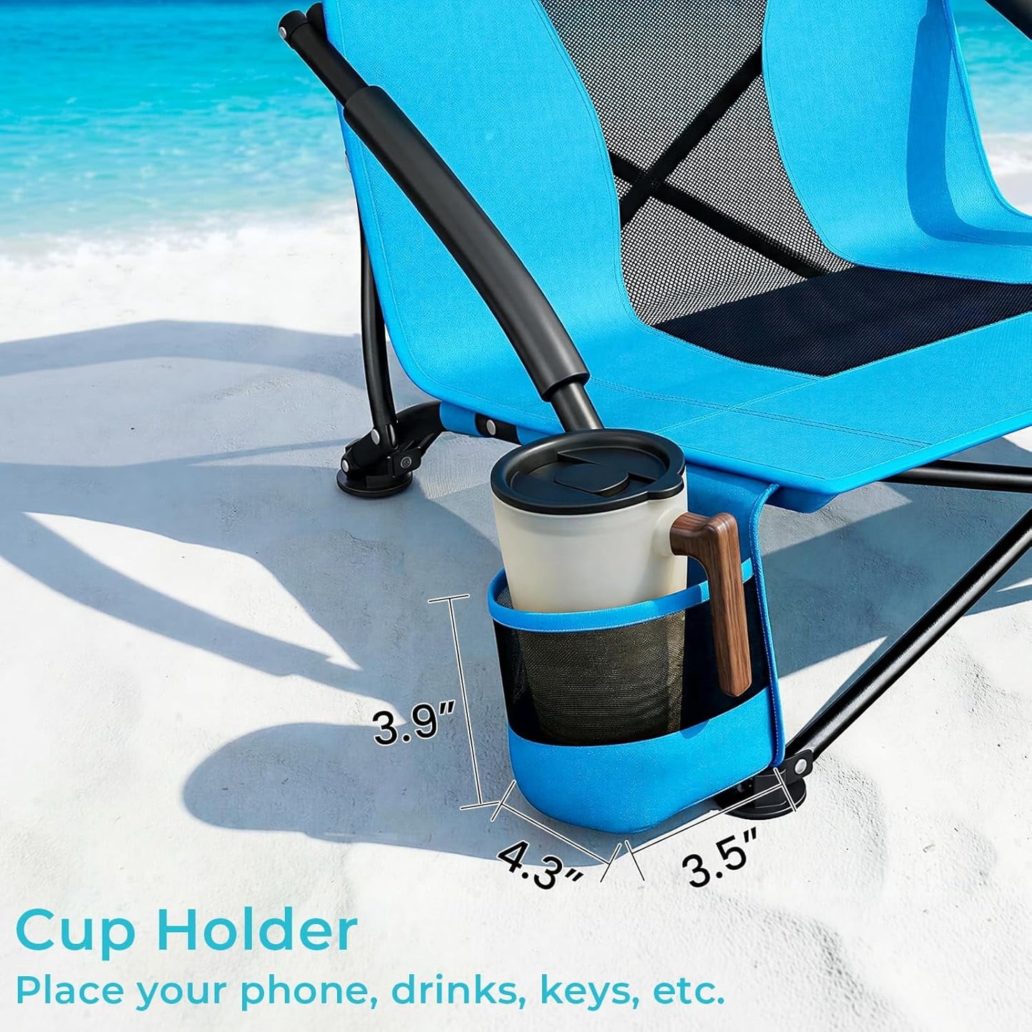 LAZY BUDDY High Back Beach Chair Set of 2, Portable Folding Low Seat Chair for Camping, Beach, Outdoor Concert, 350lbs