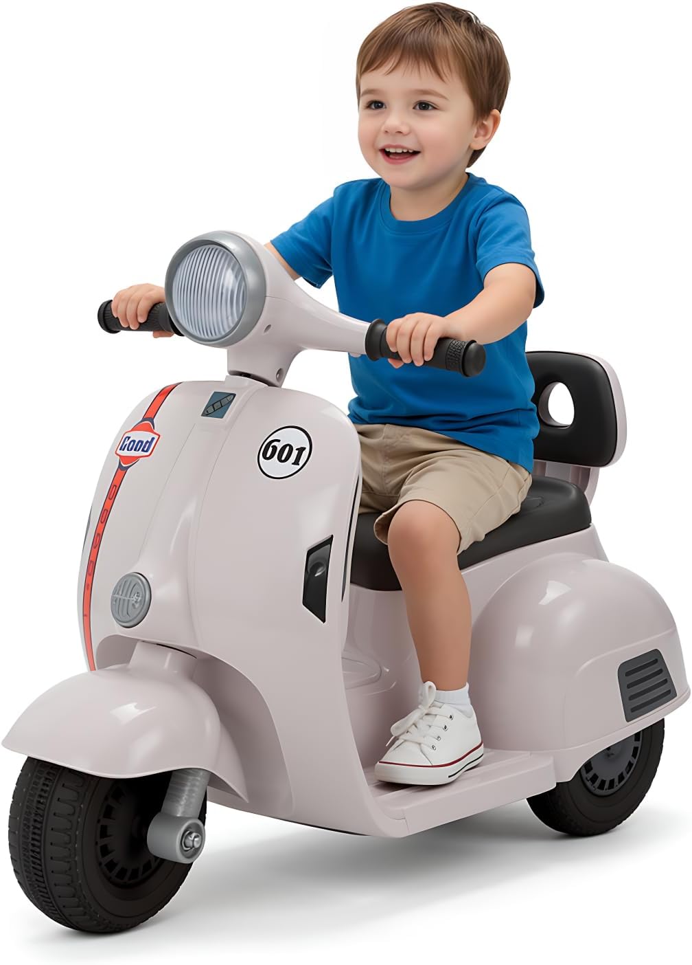 LAZY BUDDY Kids Ride On Motorcycle, 6V Battery Powered Electric Motorcycle with Light, Forward & Backward, Gift Toy for Toddlers 2+