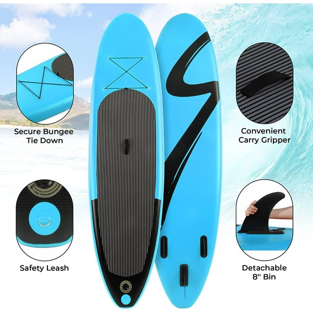 10FT Inflatable Stand Up Paddle Board Non-Slip Deck with Backpack, Leash, Paddle, Hand Pump & Repair Kit