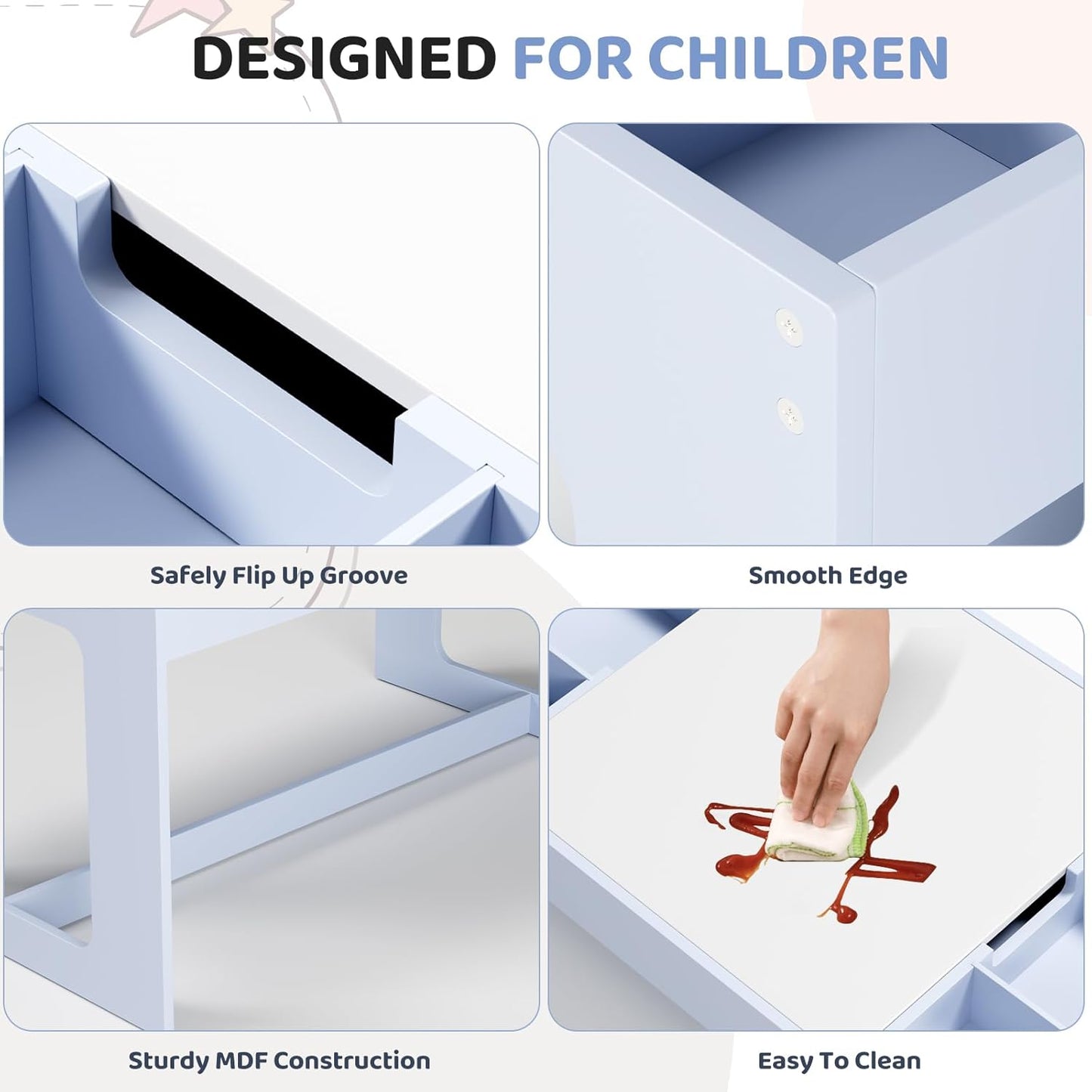LAZY BUDDY Kids Table & Chair Set, 3 in 1 Children Wood Activity Table W/ Storage Detachable Tabletop for Children Drawing Reading Art Craft, Playroom, Nursery, Toddler Table and Chair Set