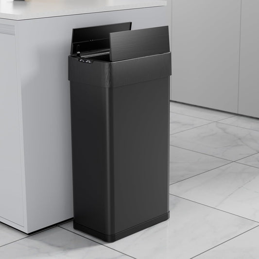 LAZY BUDDY 50 Liter / 13.2 Gallon Automatic Trash Can, Stainless Steel Motion Sensor Garbage Can with Lid, for Living Room, Kitchen, Office