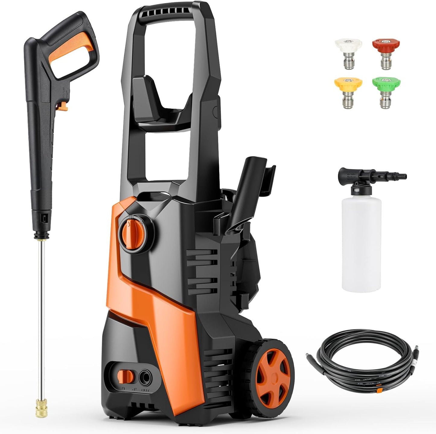 LAZY BUDDY Electric Pressure Washer, 2700 PSI 1.7 GPM Power Washer with 4 Quick Connect Nozzles, High Pressure Cleaning Machine with Foam Cannon for Cars, Fences, Patios