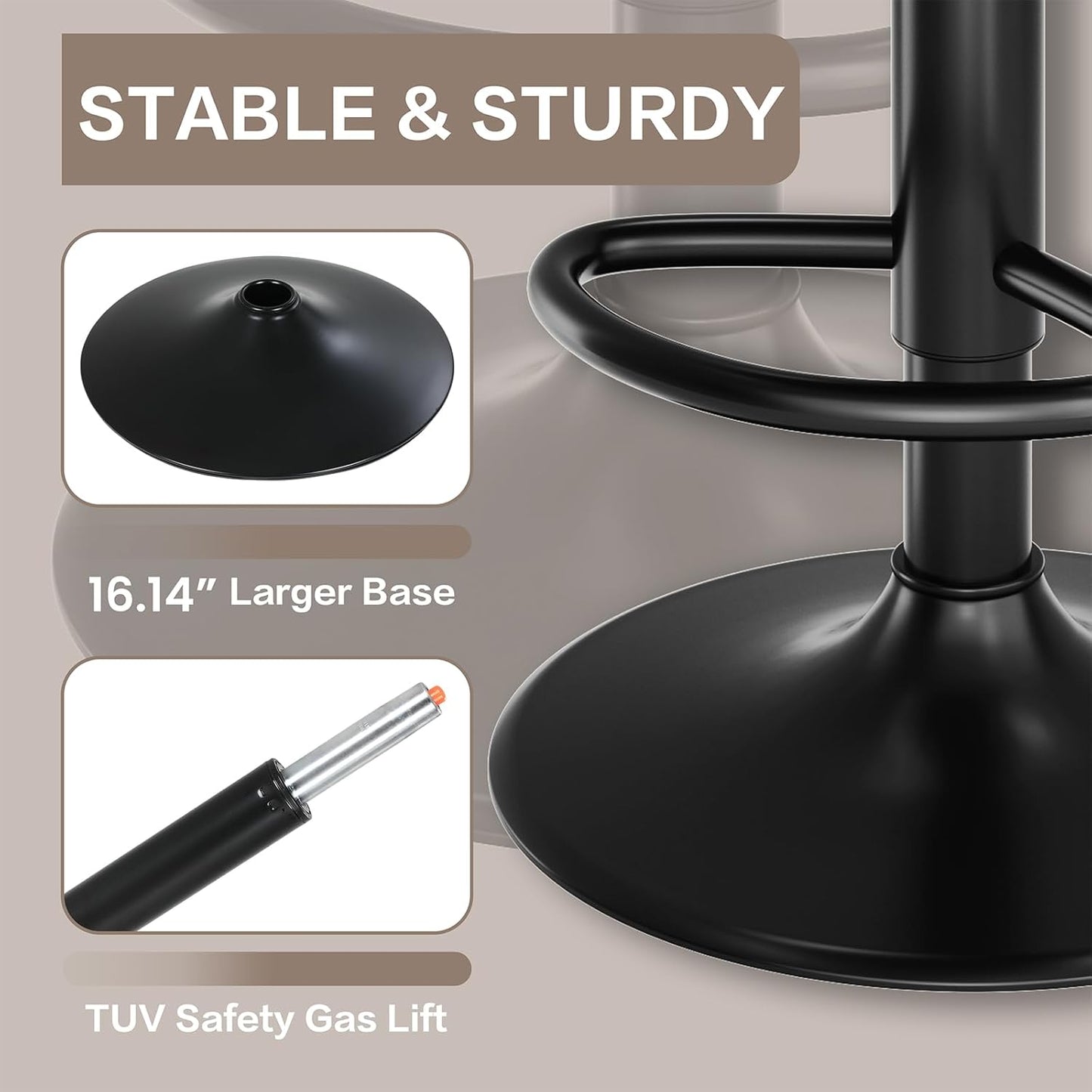 LAZY BUDDY Bar Stools Set of 2/4, Adjustable Counter Height Barstools Swivel Bar Chairs for Kitchen Island, Dining Room