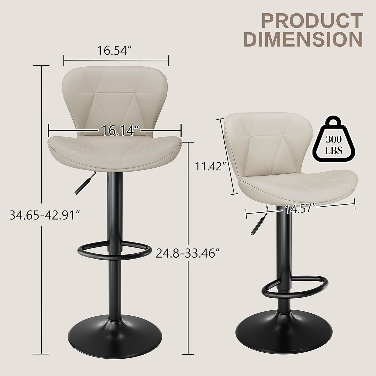 LAZY BUDDY Bar Stools Set of 2/4, Adjustable Counter Height Barstools Swivel Bar Chairs for Kitchen Island, Dining Room