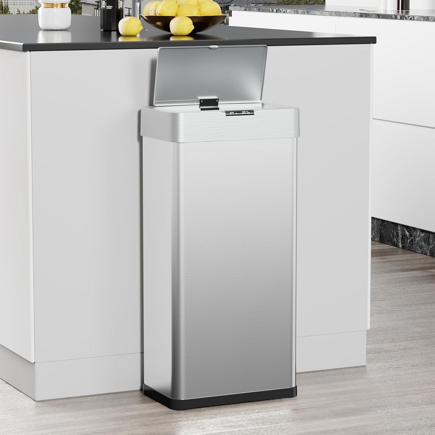 LAZY BUDDY 16 Gallon Motion Sensor Trash Can, Touchless Automatic Garbage Can, Stainless Steel, for Kitchen, Office, Bedroom, Living Room