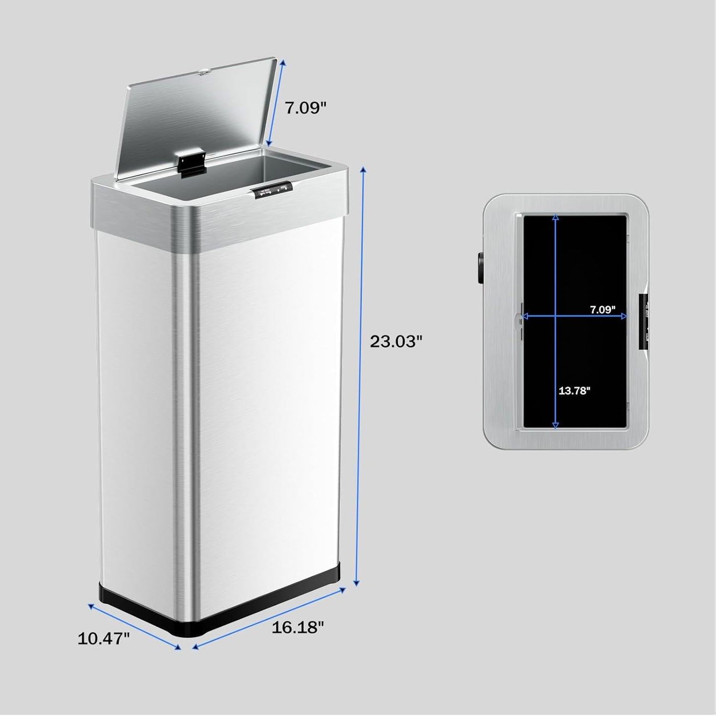 LAZY BUDDY 16 Gallon Motion Sensor Trash Can, Touchless Automatic Garbage Can, Stainless Steel, for Kitchen, Office, Bedroom, Living Room