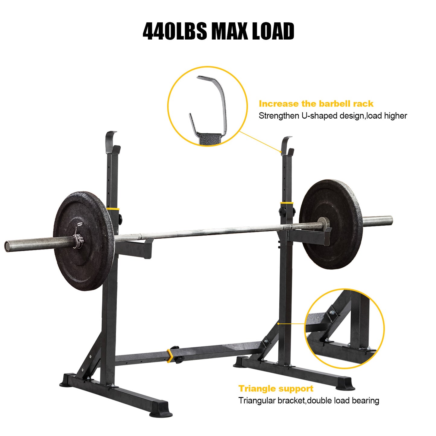 GARTIO Adjustable Squat Weight Rack Bench Press Weight Lifting Barbell Rack Stand Home Gym Fitness 570 LBS