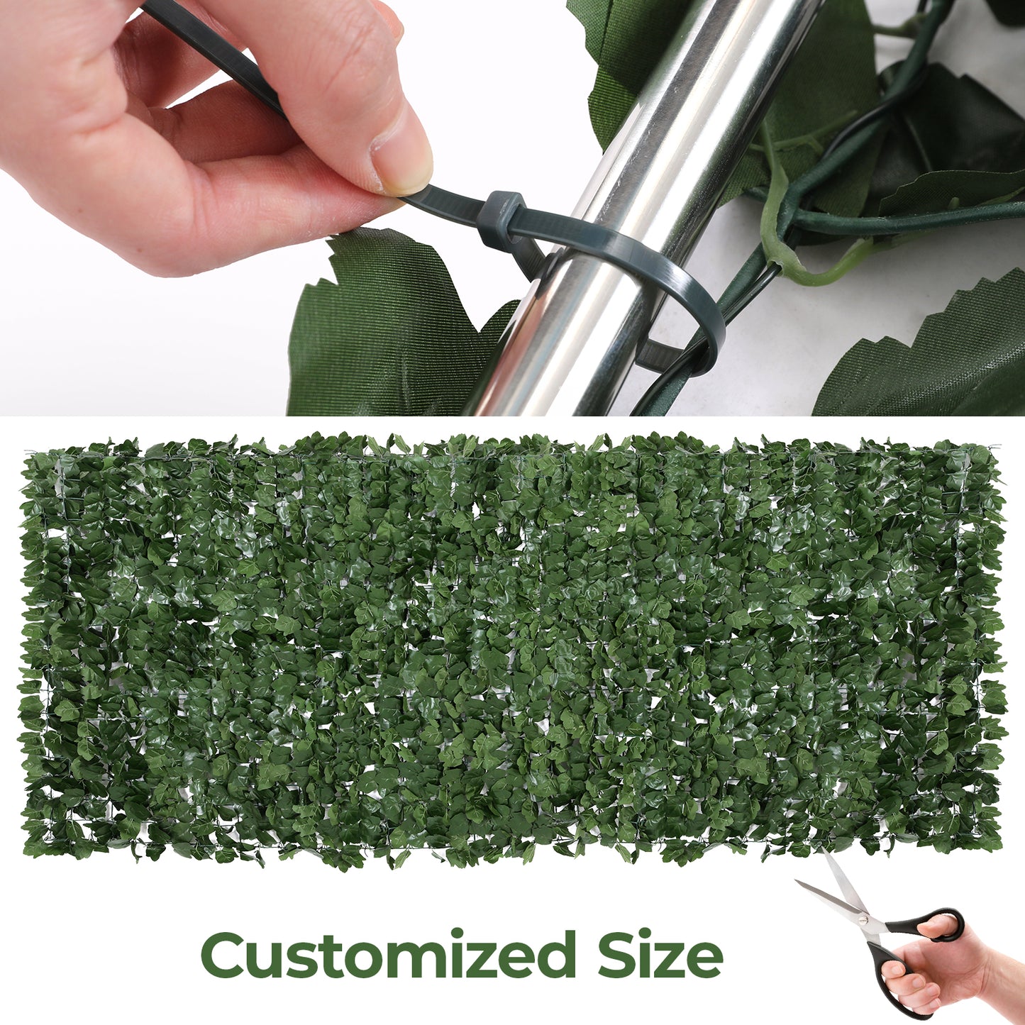 LAZY BUDDY 95”x40“ Artificial Faux Ivy Hedge Privacy Fence Screen, Privacy Wall UV-Anti Vine Leaf Wall Panels for Outdoor Decor, Garden, Yard - Green