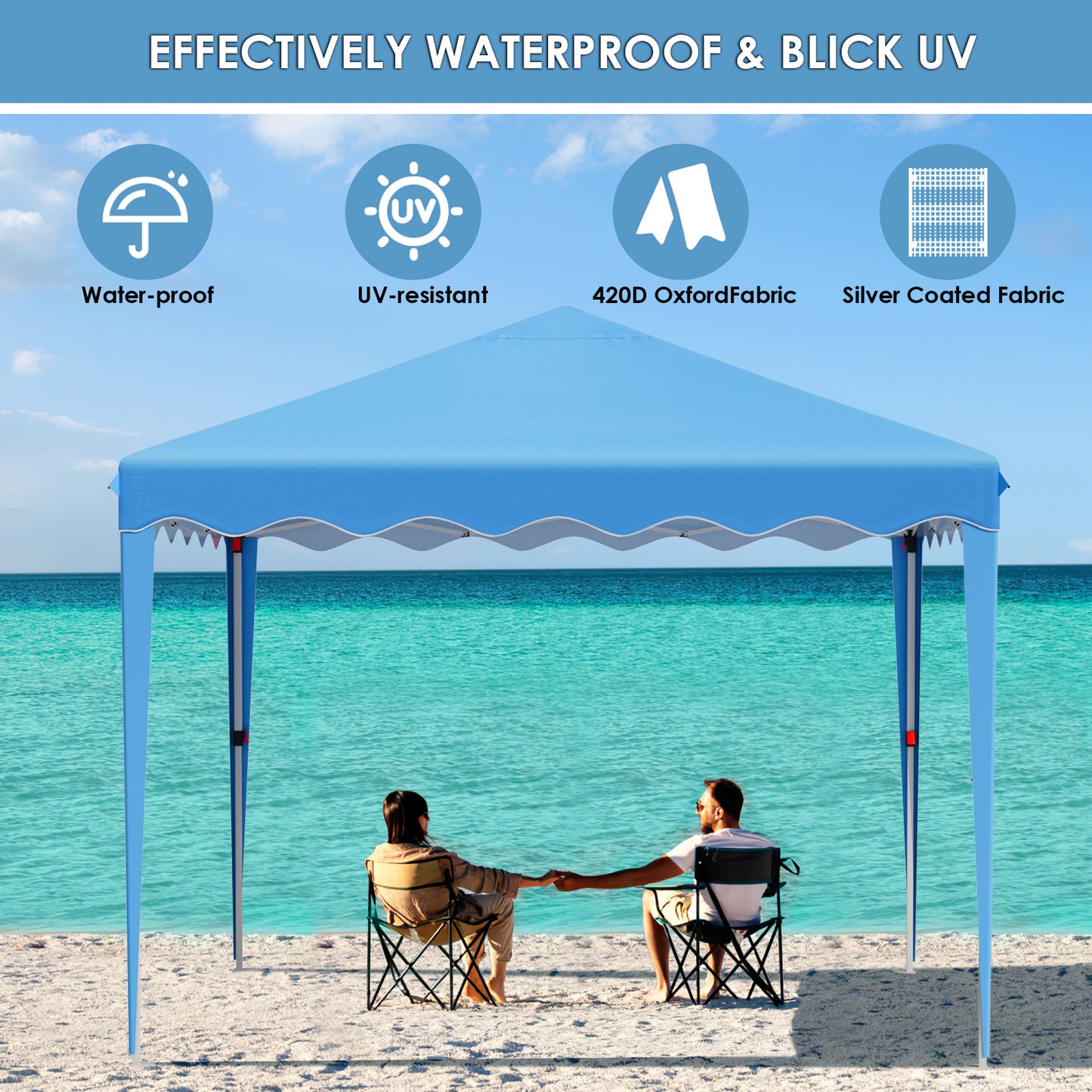LAZY BUDDY 10'x10' Ez Pop Up Canopy Tent Wedding Party Instant Gazebo Tent Outdoor Shelter with 4 Sidewalls
