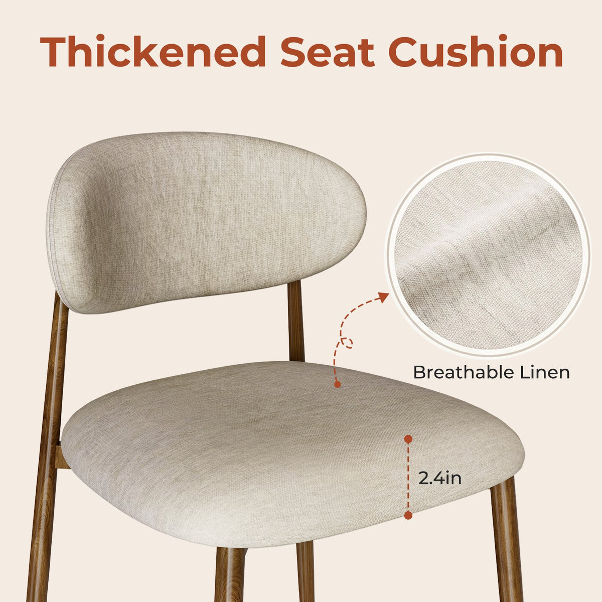 LAZY BUDDY Dining Chairs Set of 2/4, Upholstered Kitchen Chairs with Curved Backrest for Dining Room