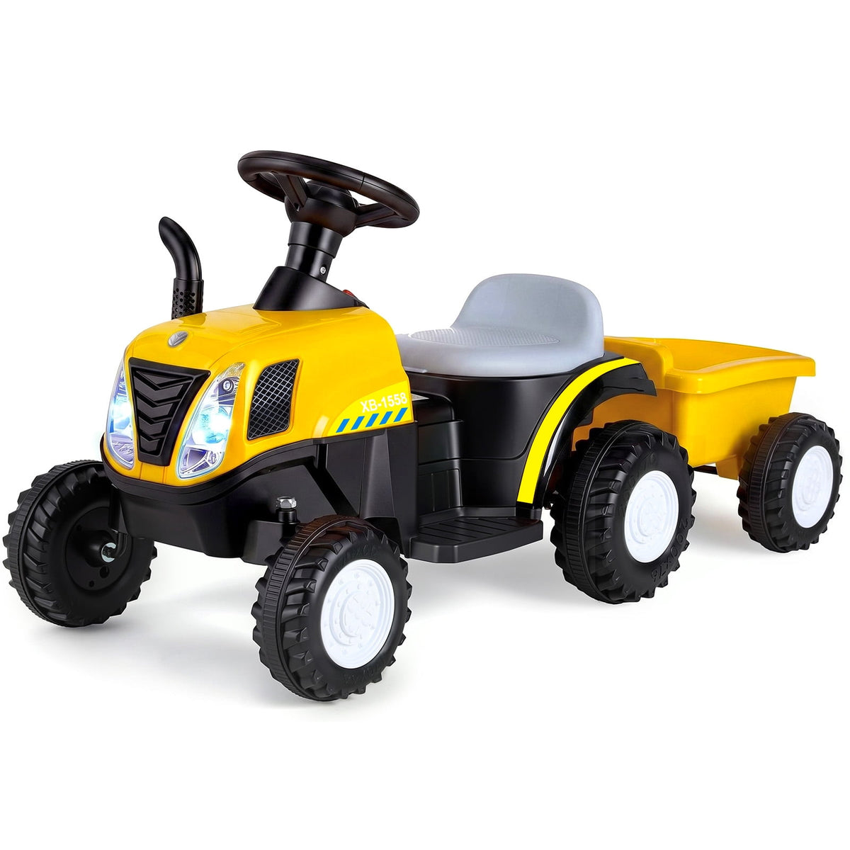LAZY BUDDY 6V Kids Ride on Tractor with Trailer, Electric Ride on Toy for Children 3+. 55lbs