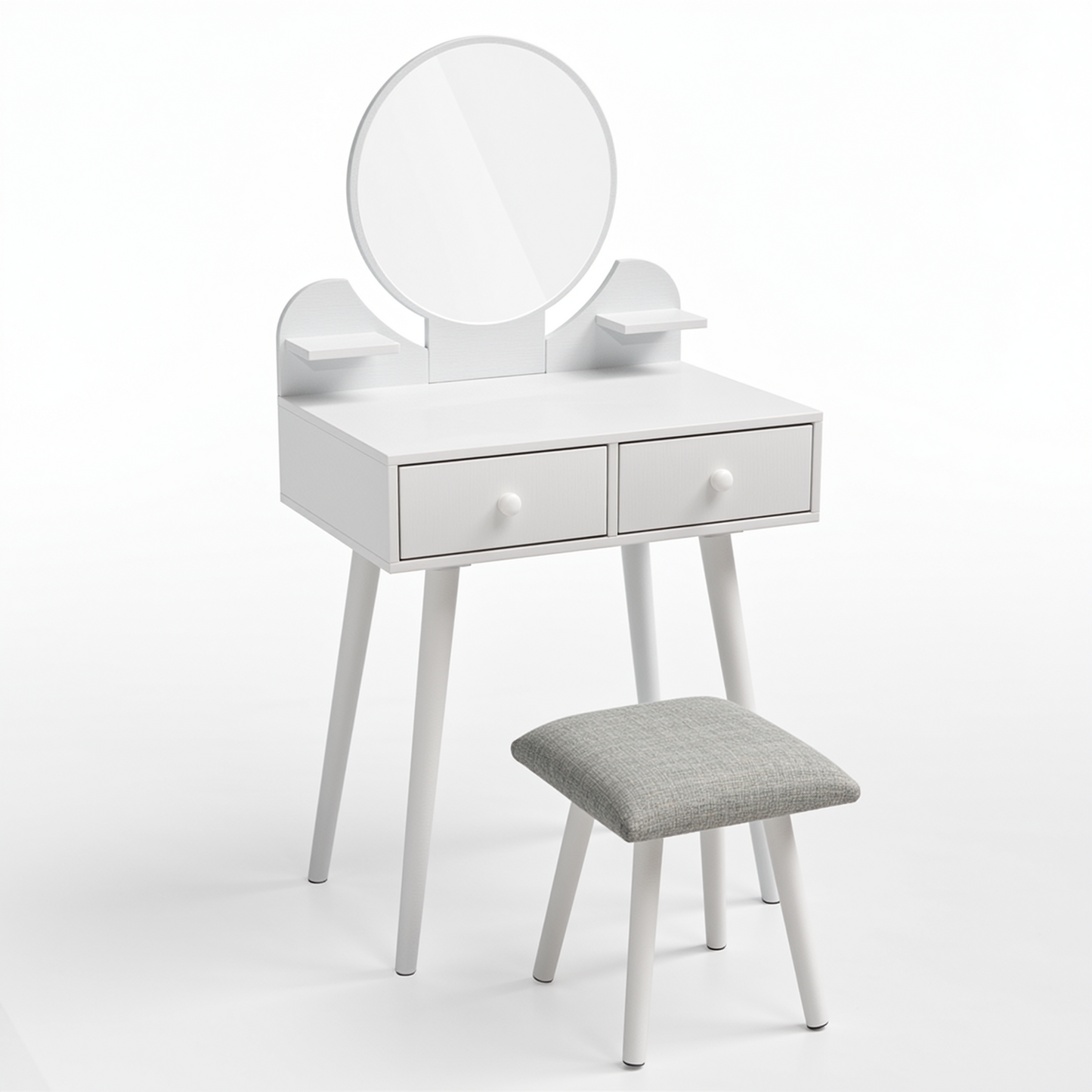 LAZY BUDDY Wooden Kids Vanity Set with Stool and Mirror, Girls Princess Makeup Desk Dressing Table with Drawers for Toddlers 3+