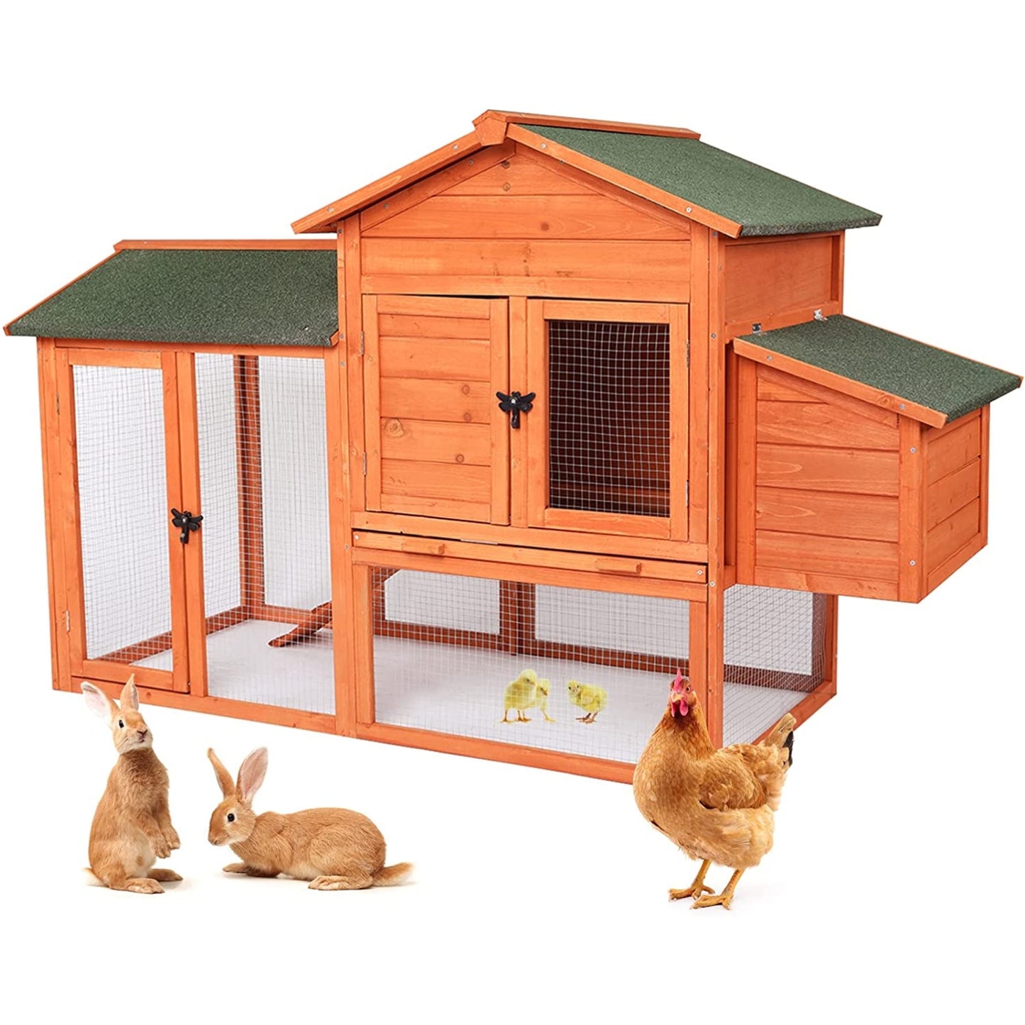 streakboard 52'' Chicken Coop Wooden Hen House Rabbit Hutch Outdoor Backyard Poultry Cage