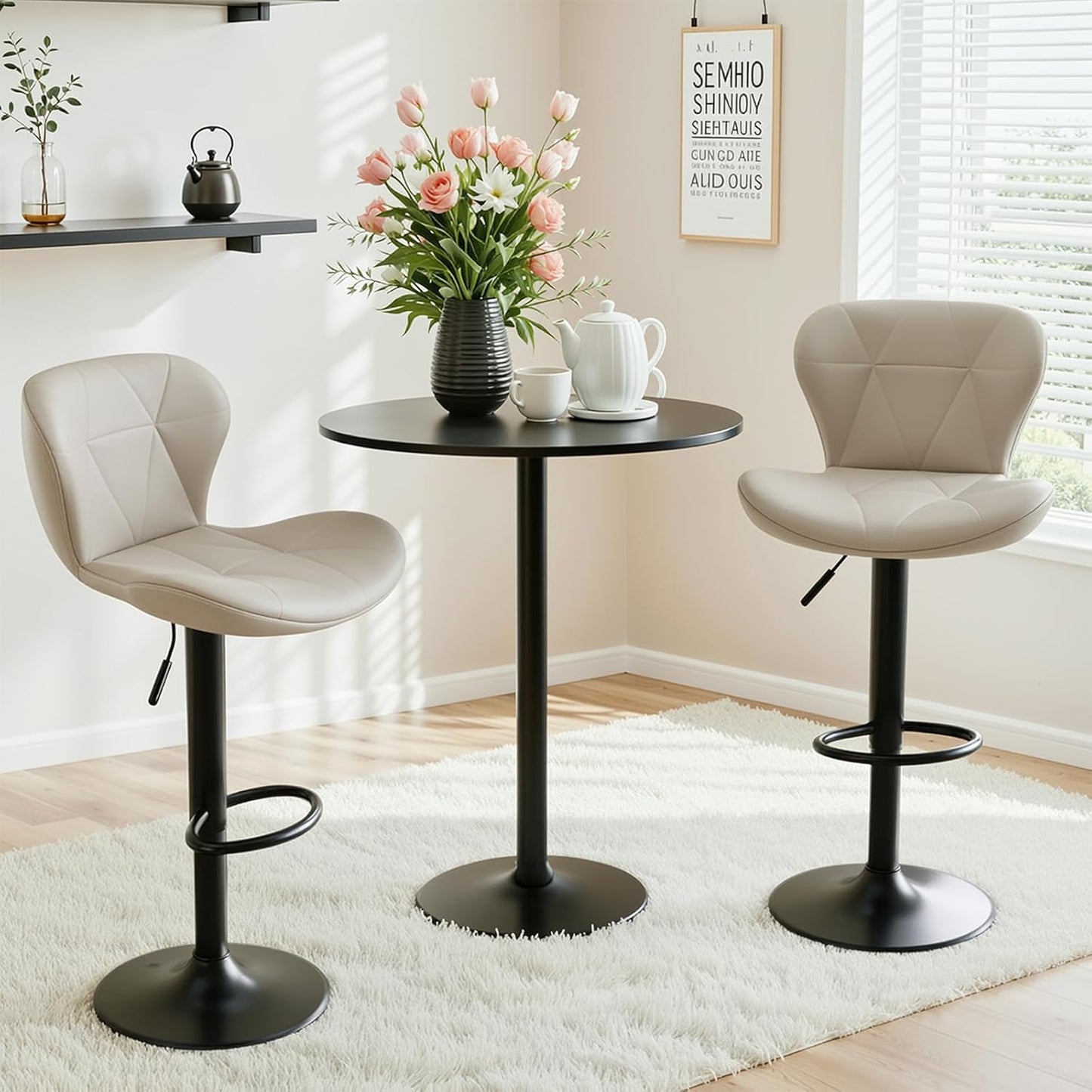 LAZY BUDDY Bar Stools Set of 2/4, Adjustable Counter Height Barstools Swivel Bar Chairs for Kitchen Island, Dining Room