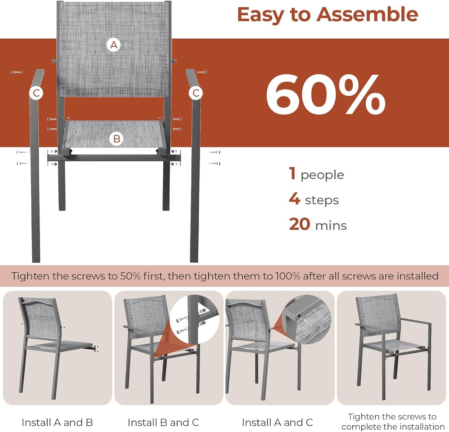 LAZY BUDDY Patio Dining Chairs Set of 6, Stackable Outdoor Dining Chairs with Arms, Outdoor Dining Furniture with Metal Frame & Breathable Textilene Fabric, for Garden, Backyard, Lawn, Poolside